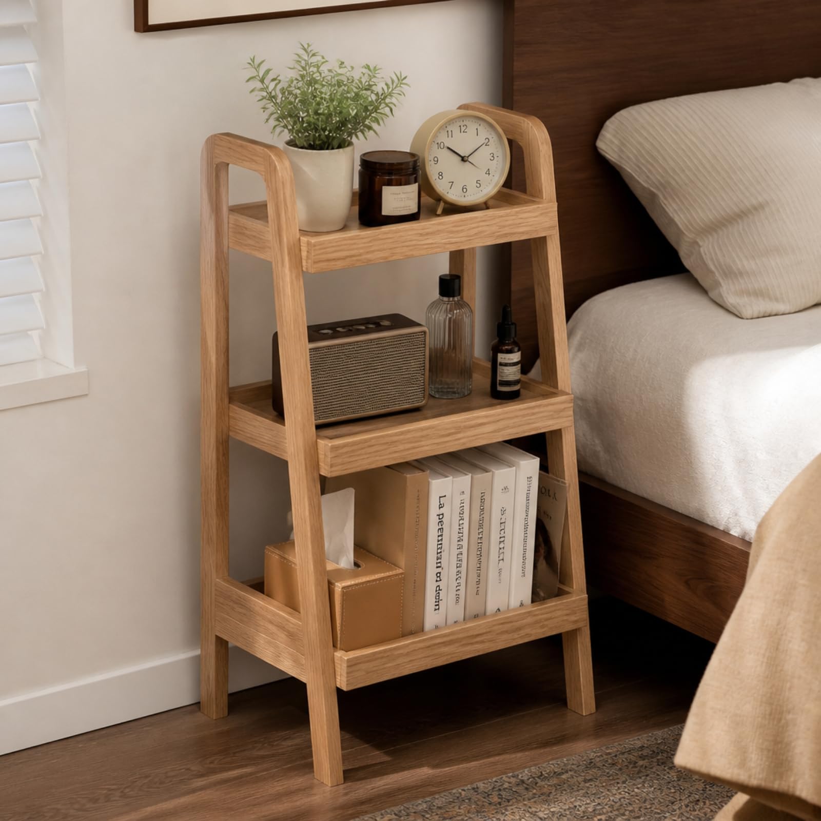 Amazon.com: Vadisun 100% Solid Oak 3 Tier Ladder Shelf, Small
