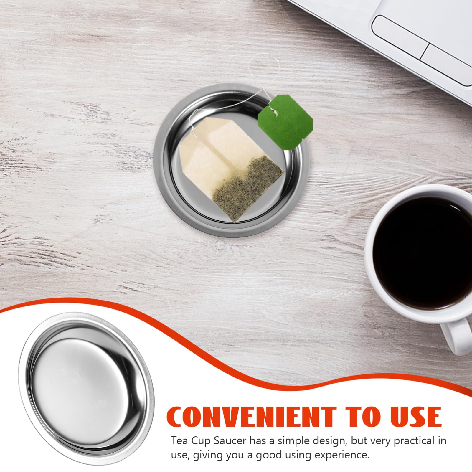 ABOOFAN Stainless Steel Tea Bag Dish Round Tea Bag Coaster for Easy Organization Design for Home Tearoom and Restaurant Use Surfaces from Heat