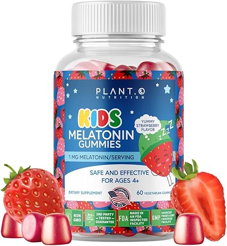 Gomitas de melatonina para niños duerme más rápido con gomita con sabor a crema de fresa 100% libre de medicamentos para apoyo natural al sueño,