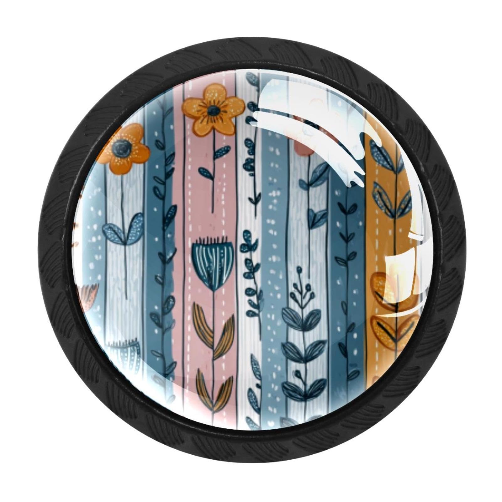 Boutons de meuble design en verre de qualité supérieur | Poignées artistiques motifs floraux