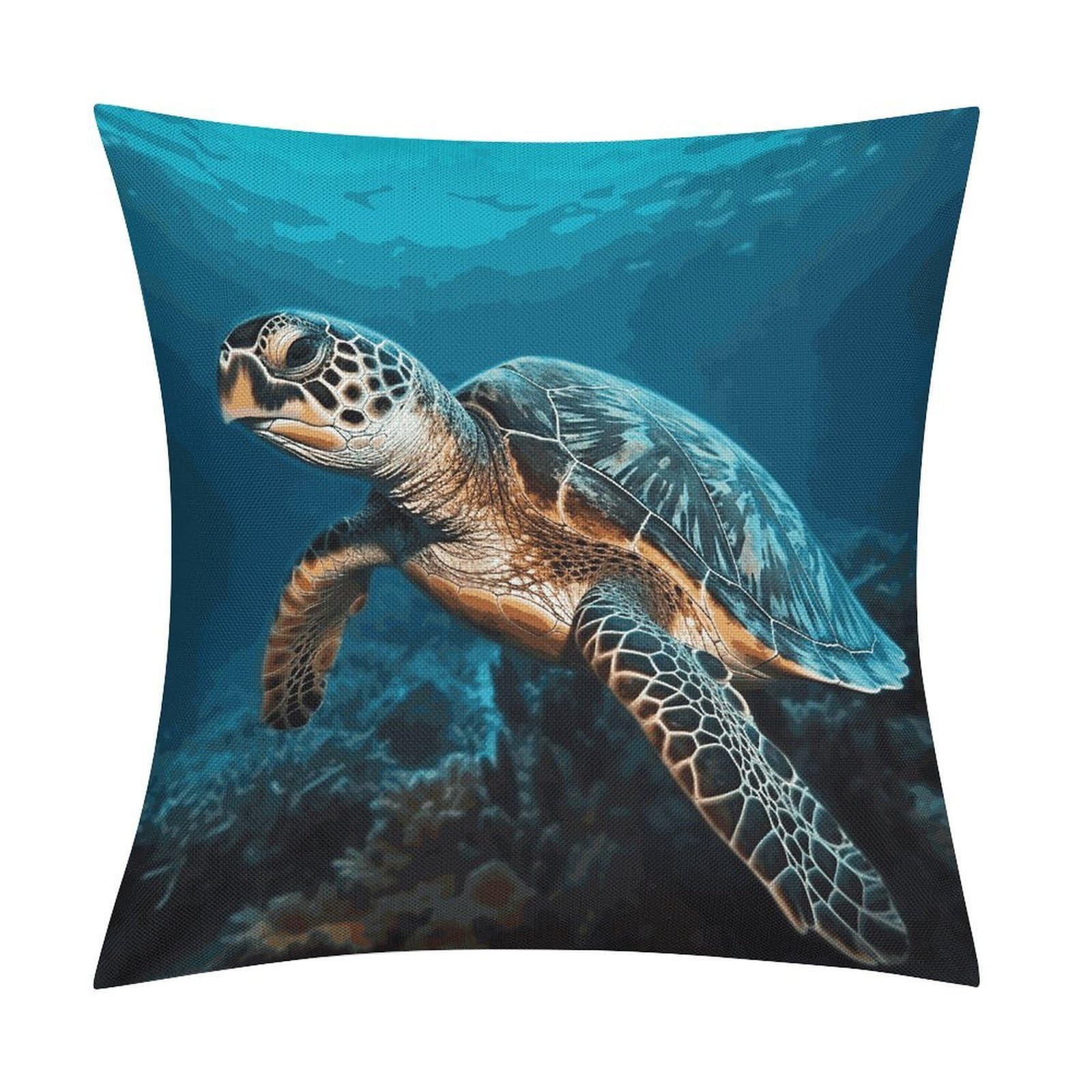 Adfgyerh Style Sea Turtle2 Pillow Covers Soft And Comfortable Invisible Zipper ，Home Decor 18X18 Inch Edging Technology，Throw Pillow Covers For Couch Sofa Bedroom Living Room.