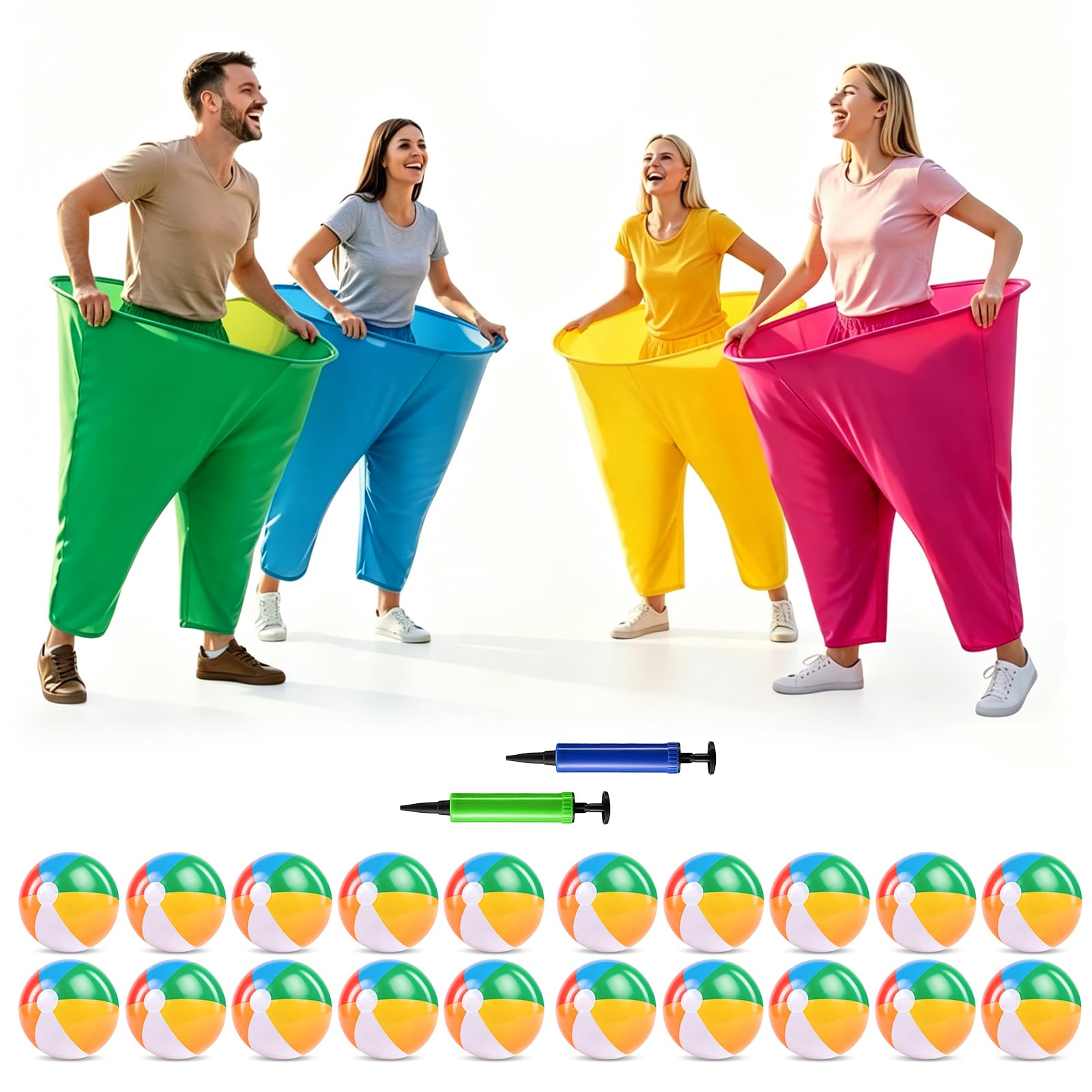 Juego de 26 piezas de pantalones de abuela para patio, juegos de grupo al aire libre con bolas rebotantes, bombas para niños y adultos, patio familiar, Pascua, carnaval, fiesta, camping