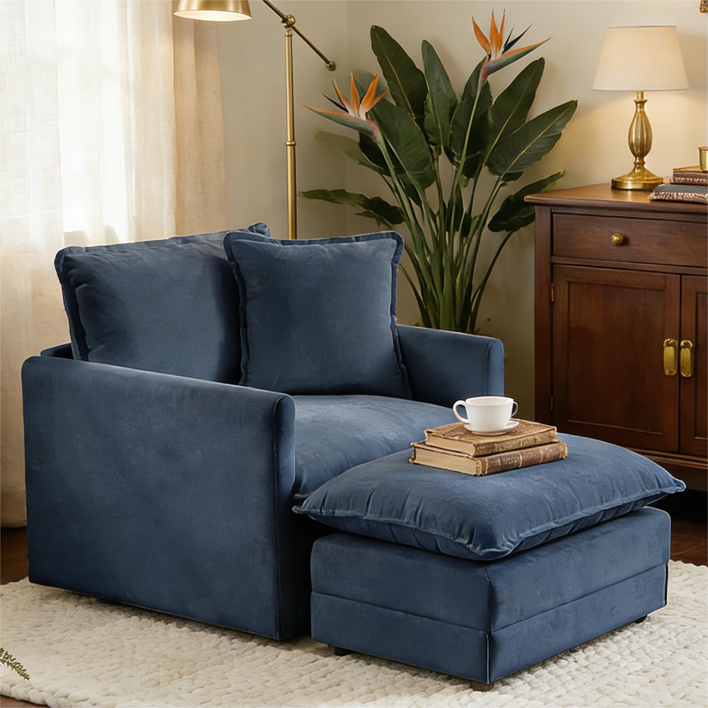 Amazon.com: Mixcous Chenille Oversized Chair with Ottoman - 39”W