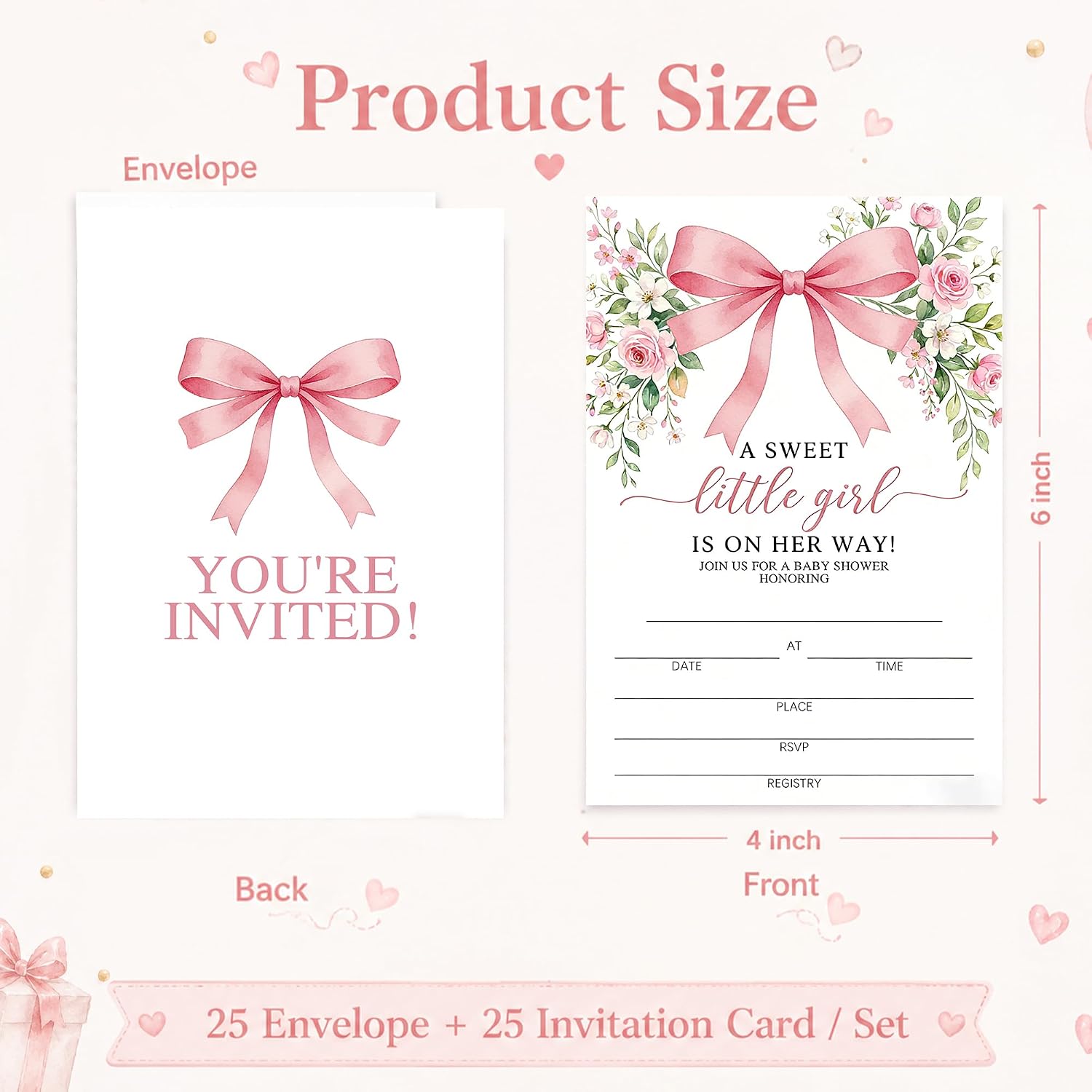 Baby Shower Invitations with Envelopes, Under the Sea Invitations, Fill In Style Invites Cards For Gender Reveal, Baby Announcement Party Supplies Set of 25