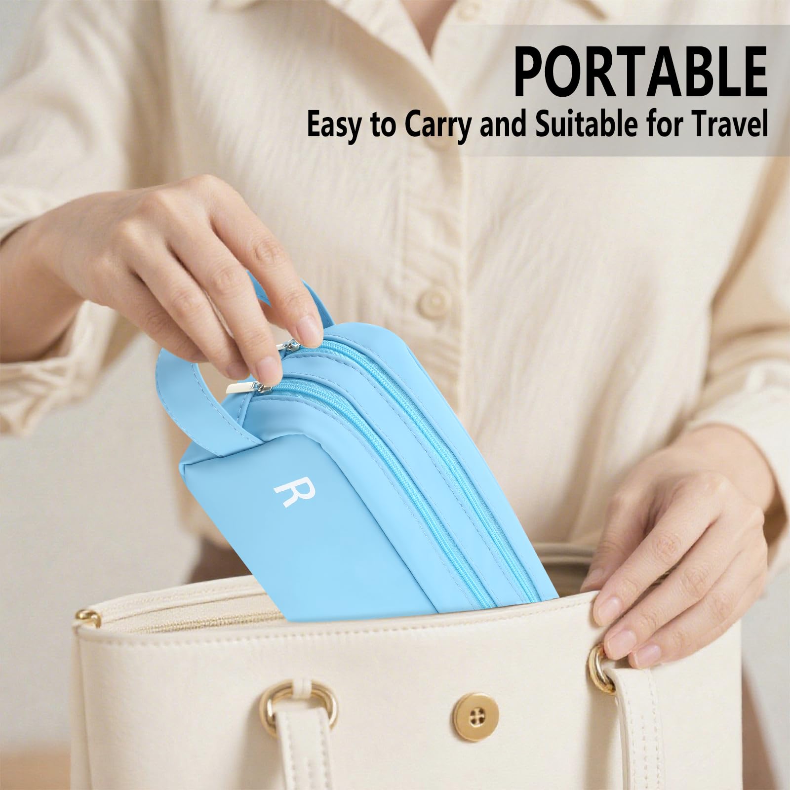 Custodia organizer per lenti a contatto giornaliere, custodia portatile per lenti a contatto, custodia da viaggio per lenti a contatto con R & L, per contenere fino a 100 lenti, Blu, 8.46 x