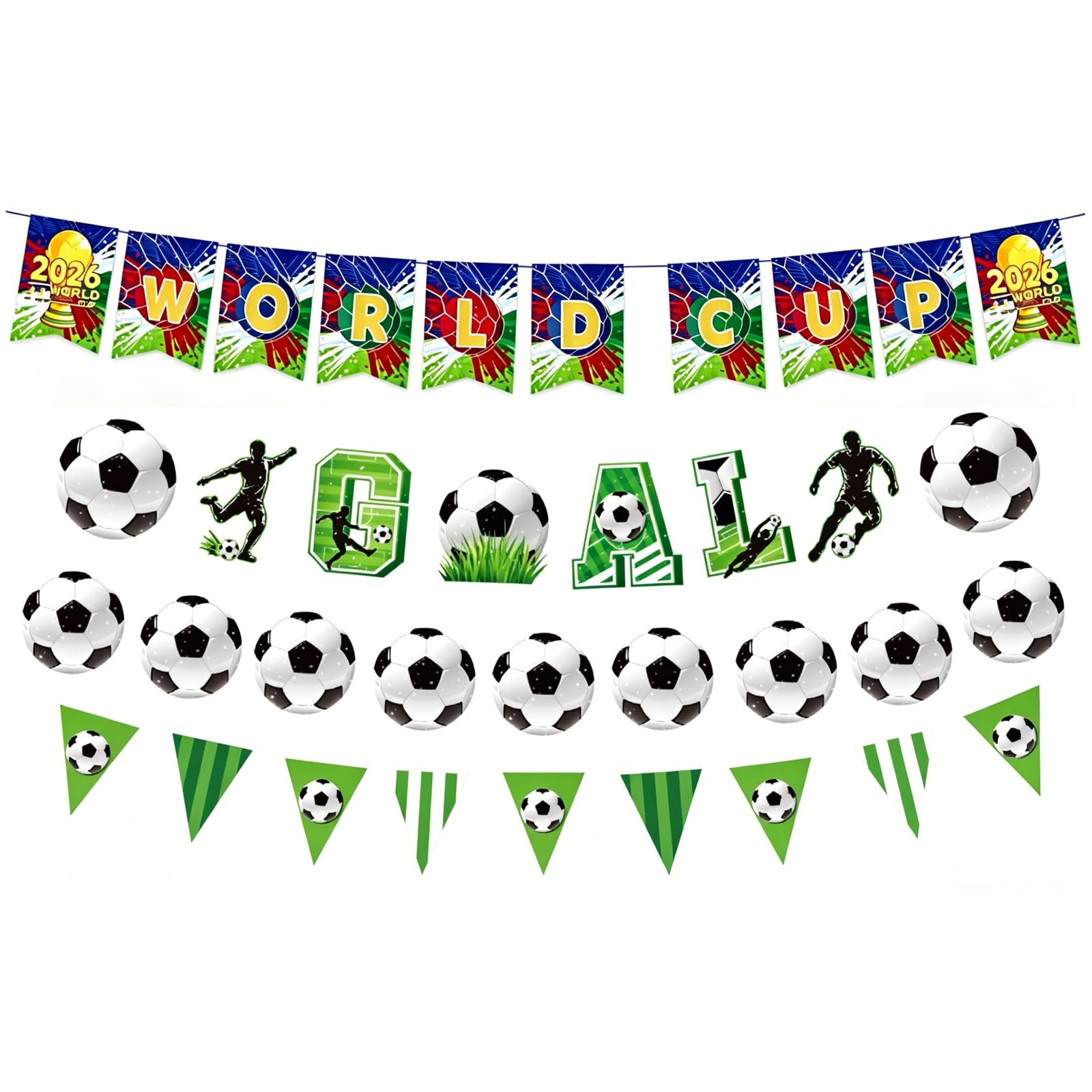 LIANRISES 4pcs 2026 World Cup Banner, World Cup Football Decorations Bunting, Reusable Card for Party Events Bars Office Home, Fan Celebrations