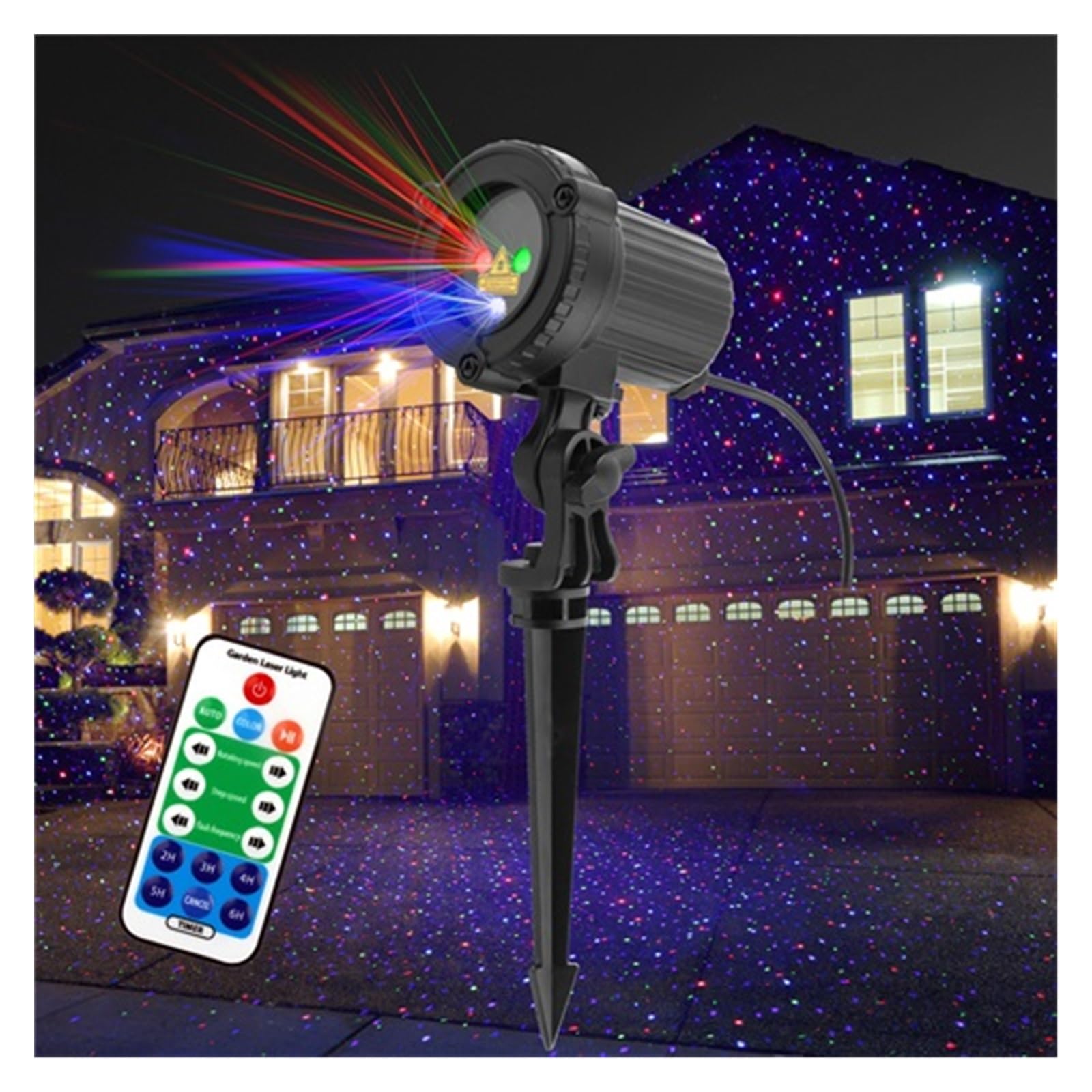 Projecteur d'Halloween, Projecteur de lumière de noël en forme d'étoile, statique, mobile, rouge, vert, bleu, étanche, for jardin extérieur, lumières d'arbre de noël de vacances