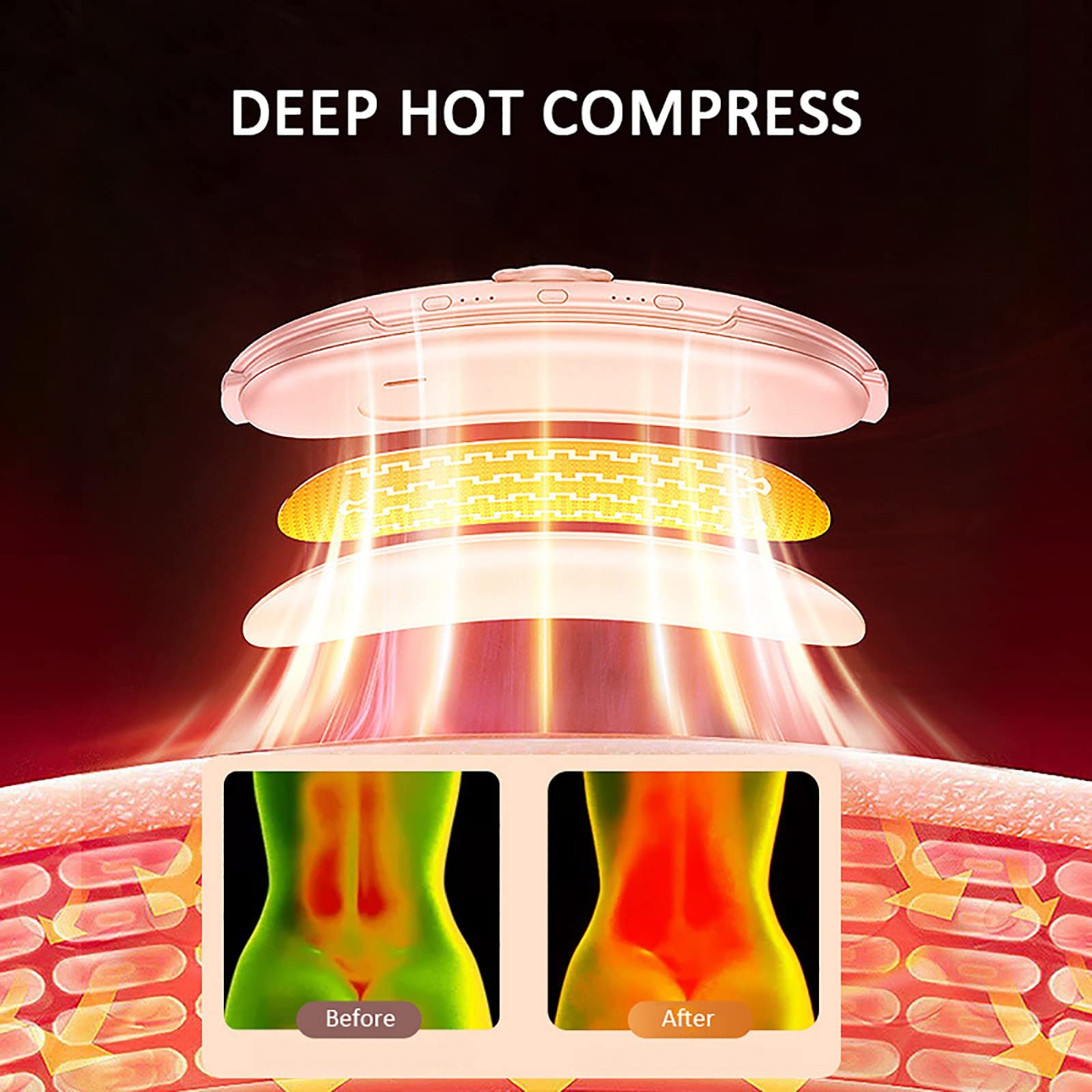 Almohadilla de calefacción menstrual portátil de moda, almohadilla de calefacción inalámbrica para calambres, control de temperatura inteligente, pantalla digital de masaje de frecuencia múltiple