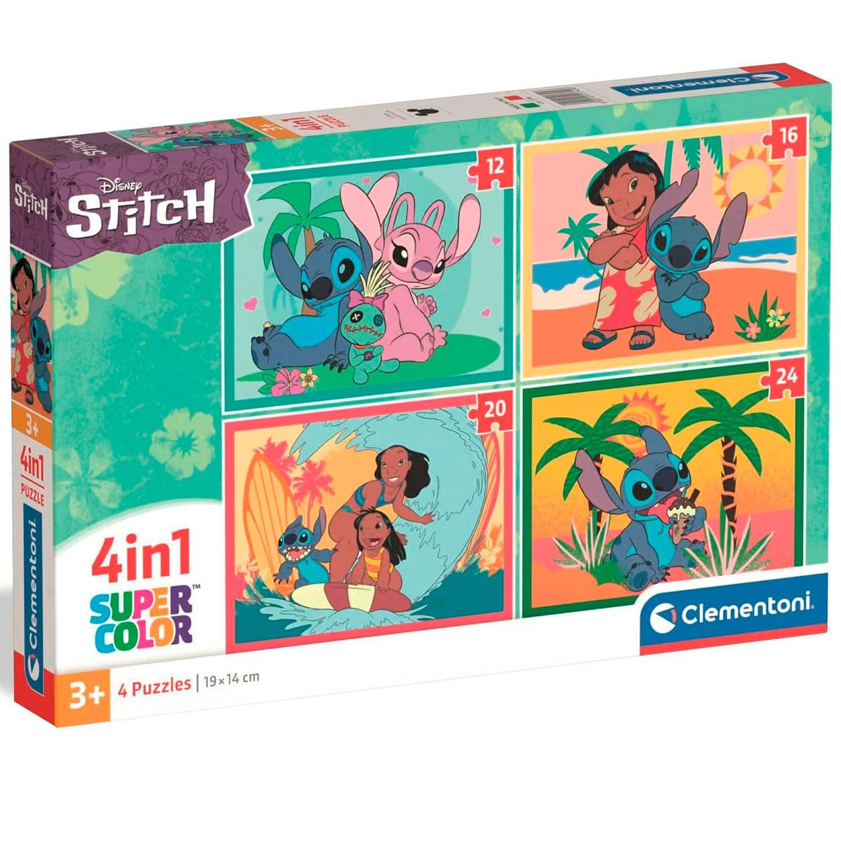Clementoni Puzzle 4IN1 Stitch 72 Stücke für Kindern 3-6 Jahre, Cartoon | Geschenk für Kinder, Puzzle für Kinder, Made in Italy, 21745