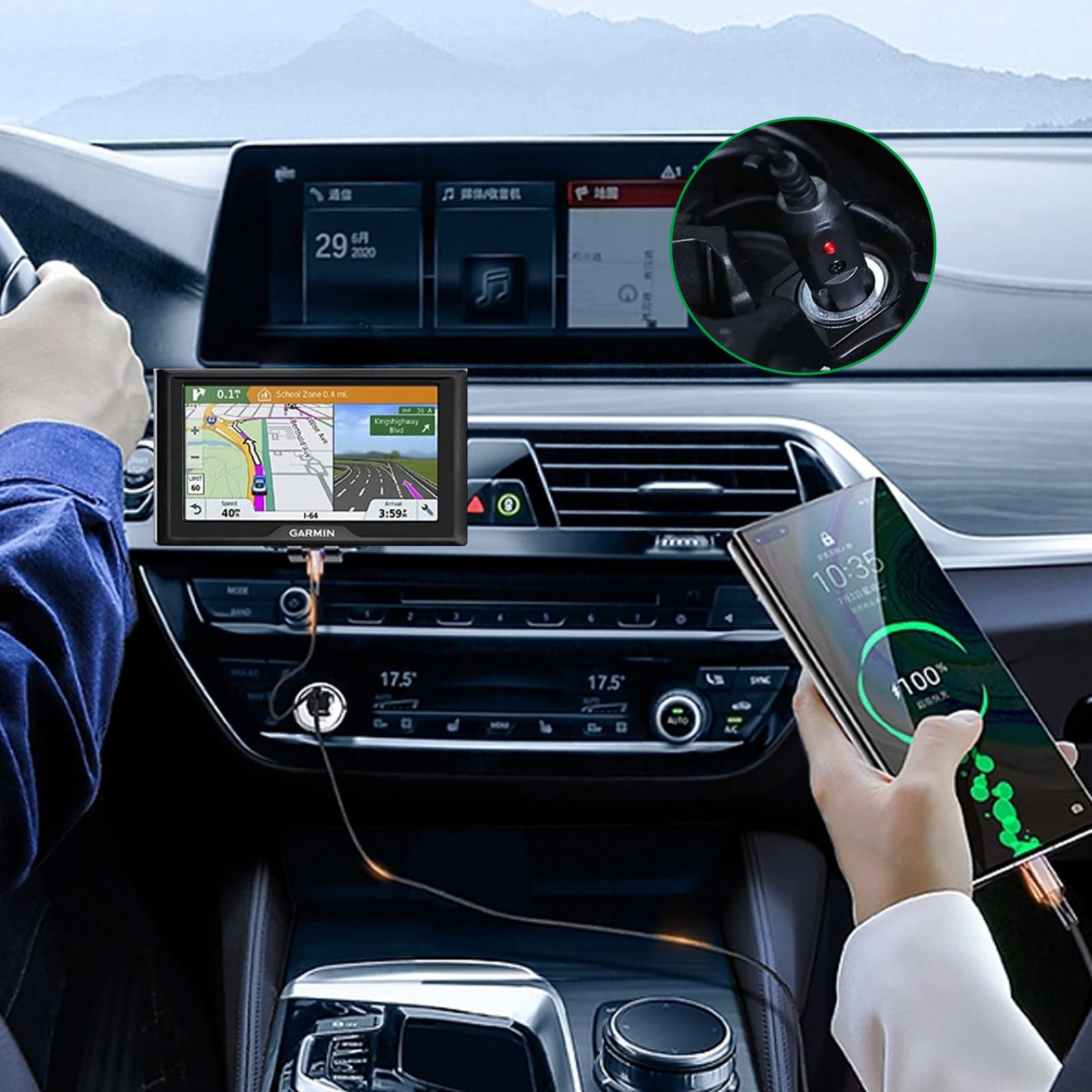 Cavo di alimentazione per caricabatterie da auto da 12 V con 8 connettori per accendisigari lettore DVD portatile, auto DVR, GPS, altoparlanti Bluetooth, pompa del seno, auto frigorifero, compressore