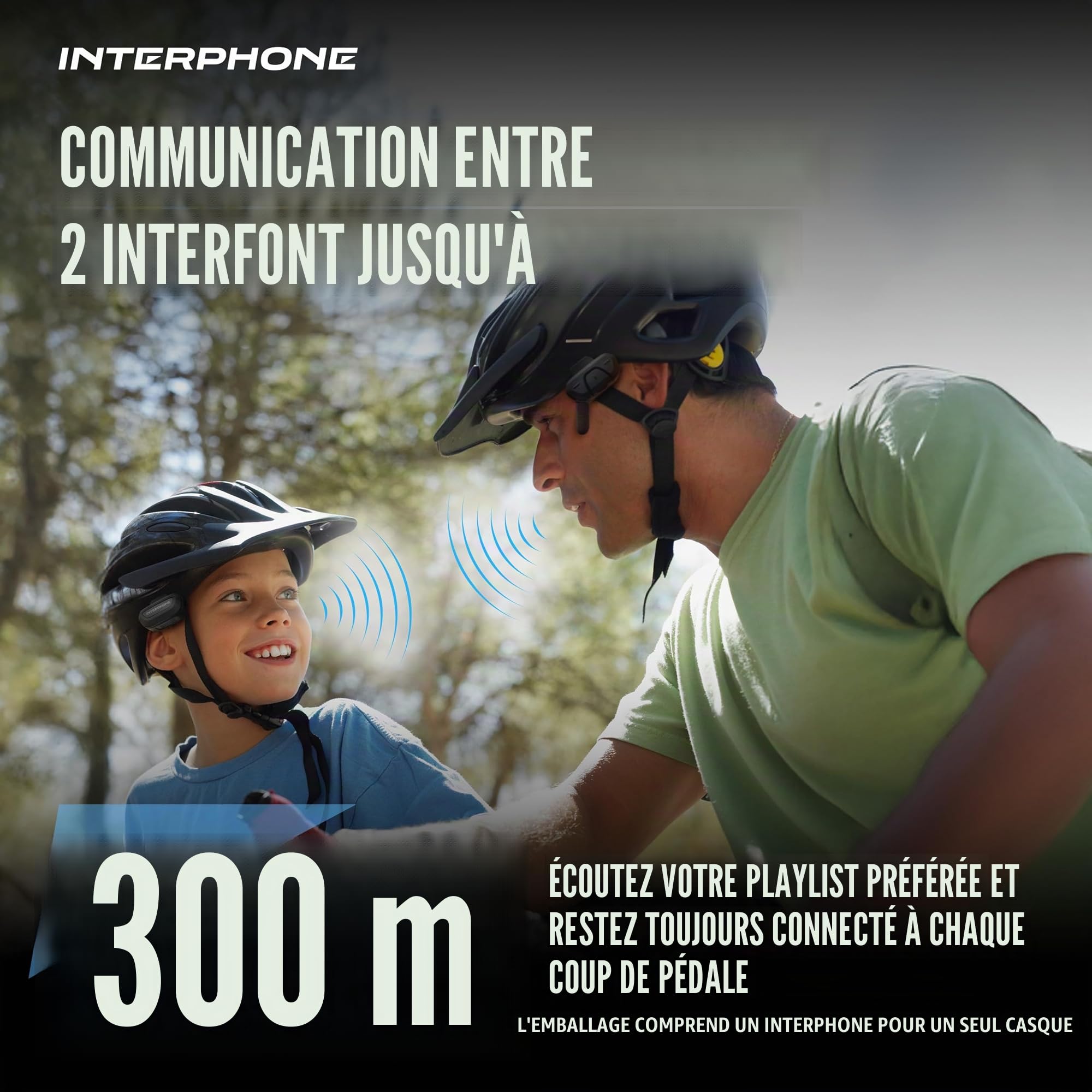 Interphone Aerial Double vélo pour la Communication Entre 2 Cyclistes jusqu'à 300 m, Casque de vélo avec Bluetooth pour GPS, Musique et appels, étanche et avec Filtre Anti-Vent