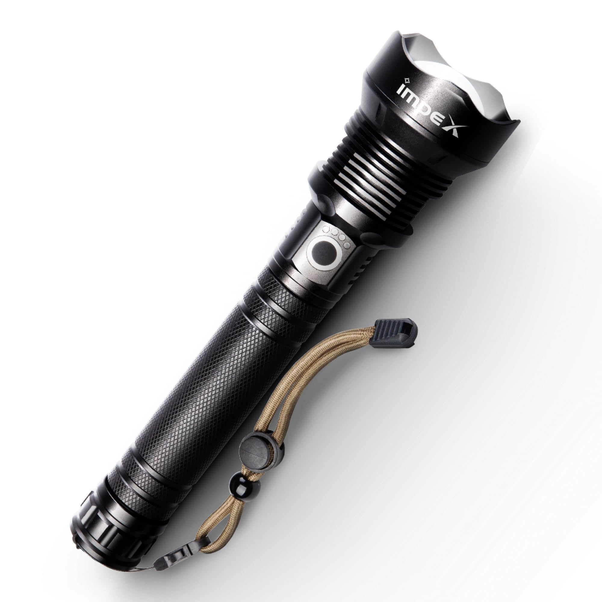 Impex Rechargeable LED Flashlight | 20W Laser LED | Aircraft Non Corrosive Aluminum Body | 600 Lumens Light Beam | 2000 Meters Real Range | Type C | 5 Modes | Rotatable Head |3000mAh Li-ion Battery