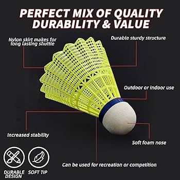 Amazon | SPPHONEIX 12個パック ナイロン イエロー バドミントン