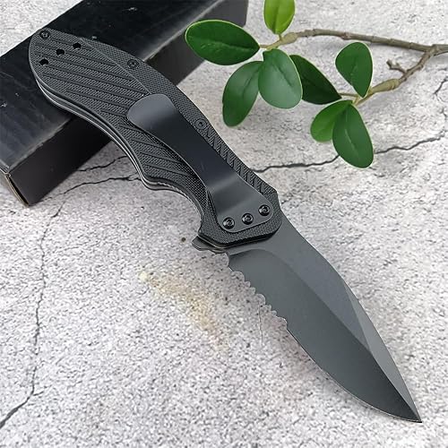 Miniatura 3 de Generic Clash Black - Cuchillo plegable de bolsillo dentado, hoja de acero 8Cr13MoV de 3 pulgadas, apertura asistida con una sola mano, EDC para