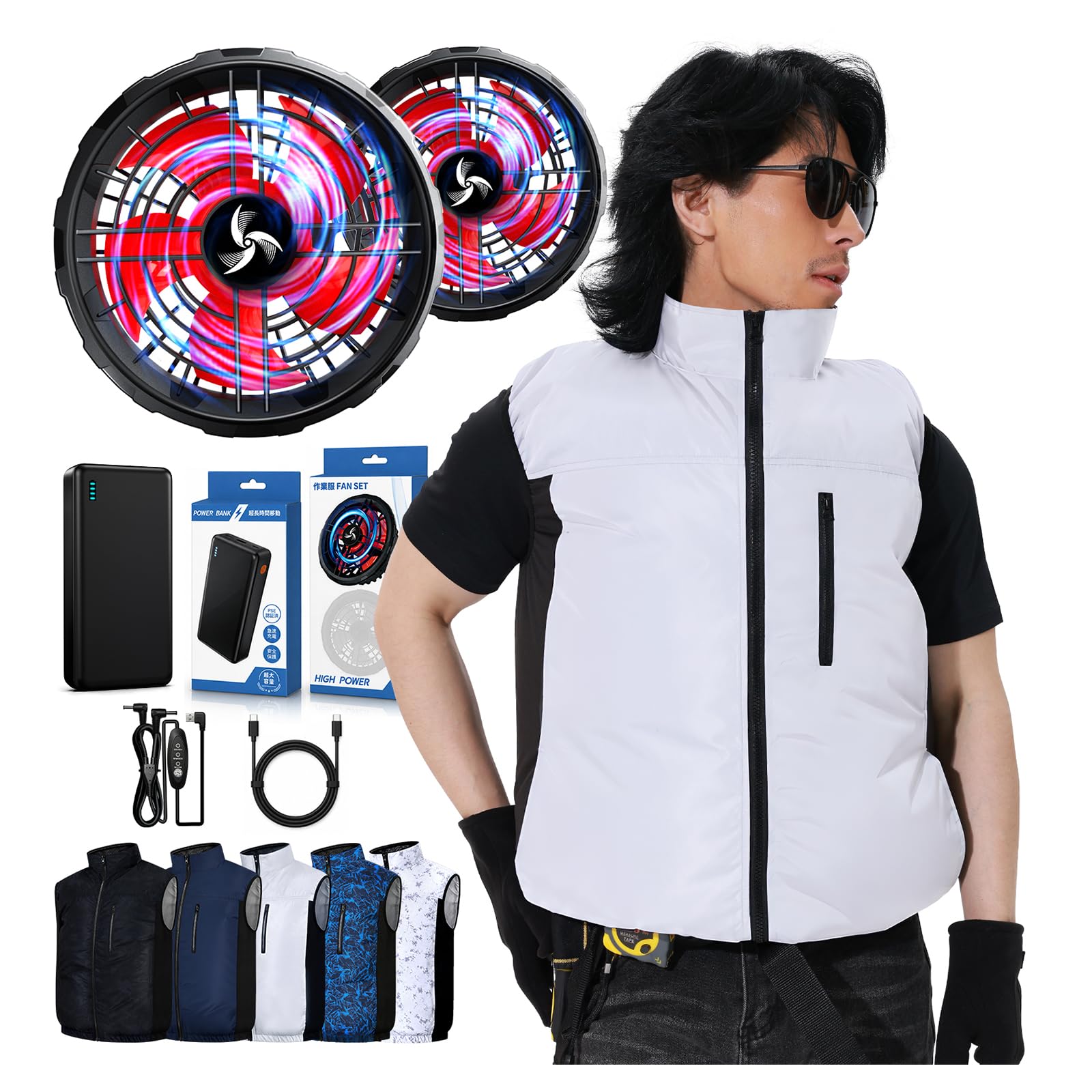 空調作業服 XL 超軽量 ファン付きベスト 42000 mAh大容量バッテリー Amazon.co.jp: [SINYUME] 【2026最強冷却服 42000mAh 空調作業服