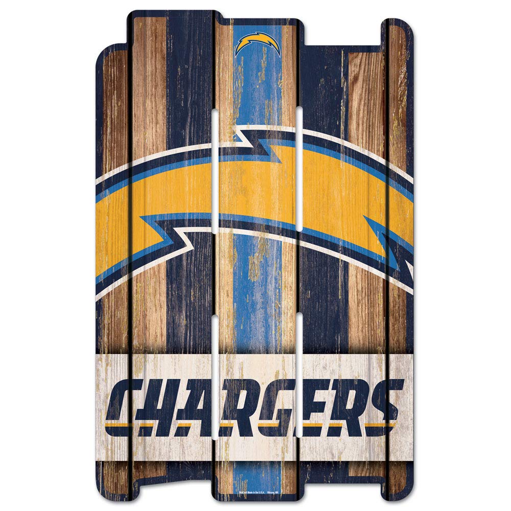 WinCraft NFL San Diego Chargers Wood Fence Sign, Black