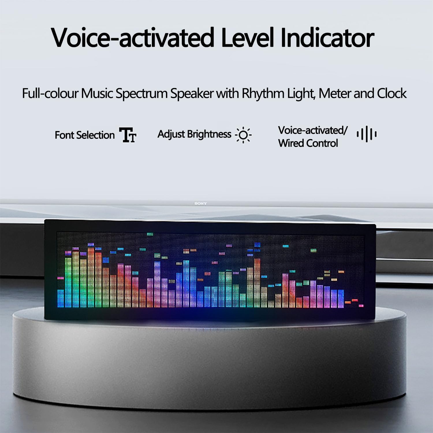 Reloj LED Con Espectro Musical, Luz Con Ritmo De Sonido Y Espectro Musical Con Resolución De 256 * 64 Píxeles, Fuentes Fluidas Ajustables Y 6 Niveles De Brillo, Calibración Automática Del Tiempo