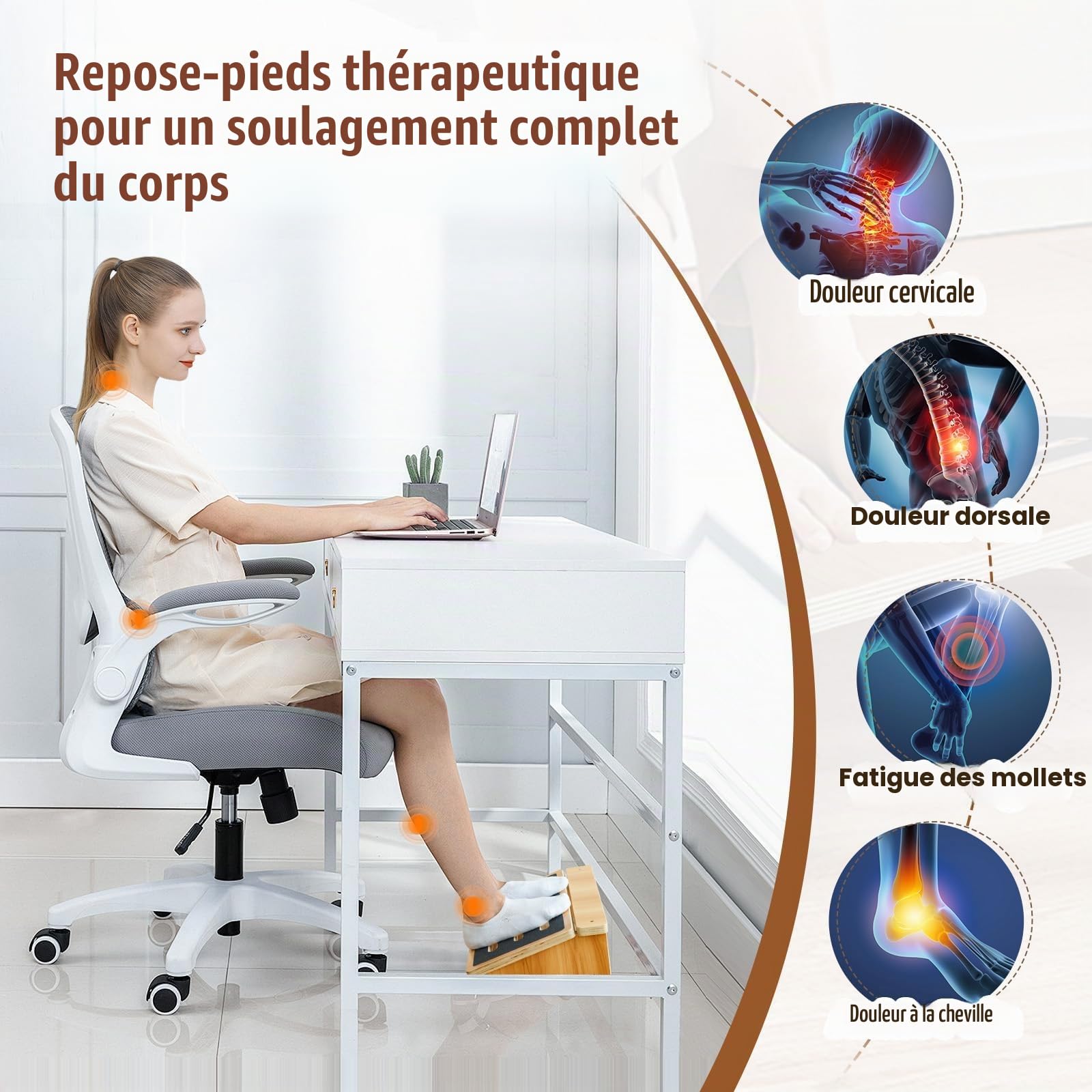 StrongTek Repose-Pieds sous Bureau - Planche Antidérapante