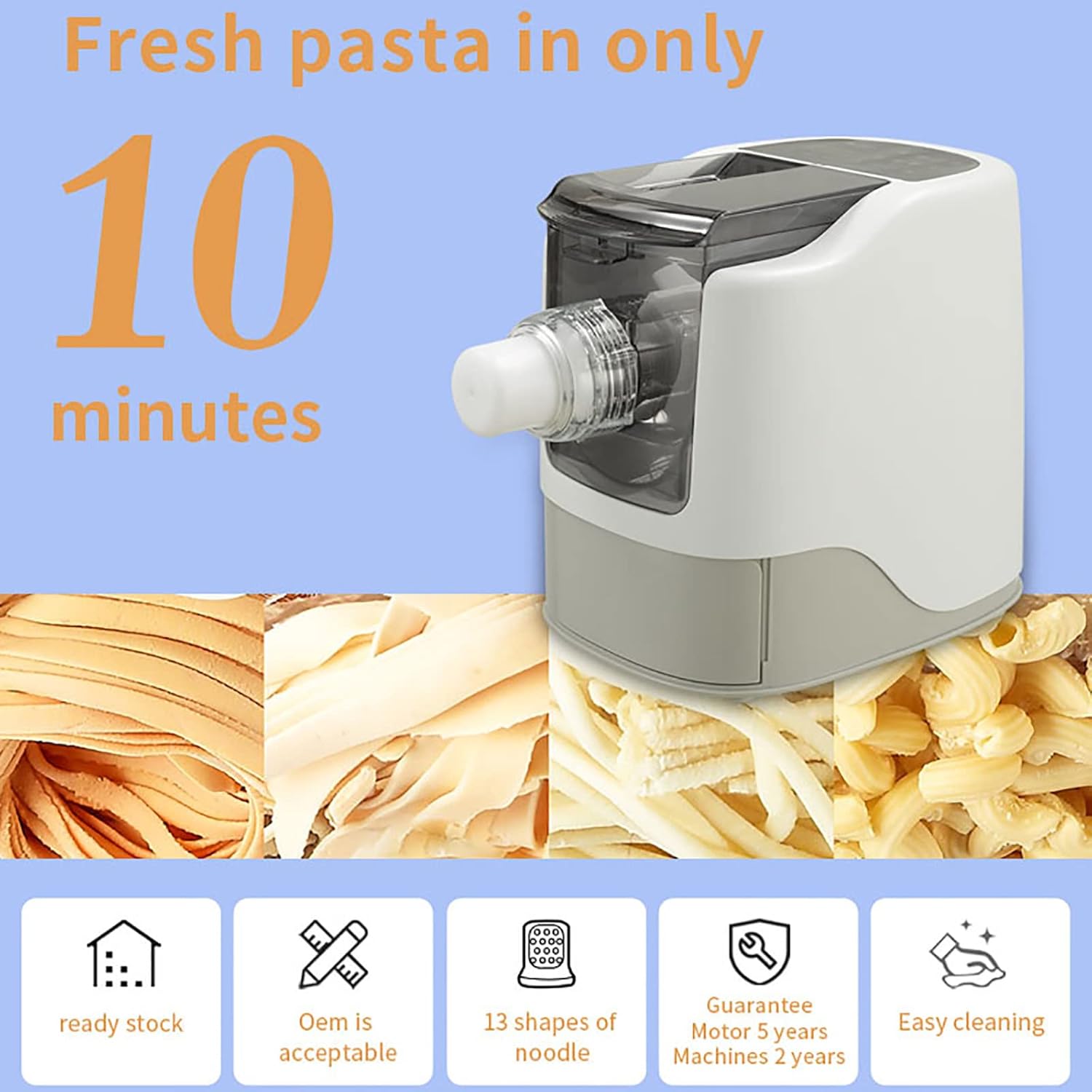 Kitchen Noodle Machine, Food Processors, Home Fully Automatic Dough Kneading Machine Dumpling Maker Pasta Bar, 13 Noodle Molds
