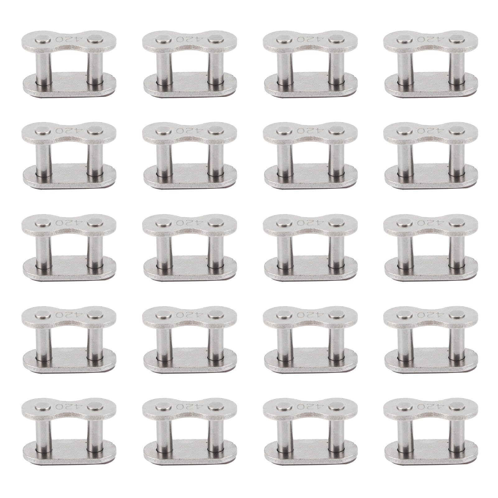 20-teiliges 420-Ketten-Master-Link-Verbindungs-Set, Passend 50, 70, 90, 110, 125, Pit/Dirt Bike und ATV, Motorrad-Kettenverbinder aus Stahllegierung