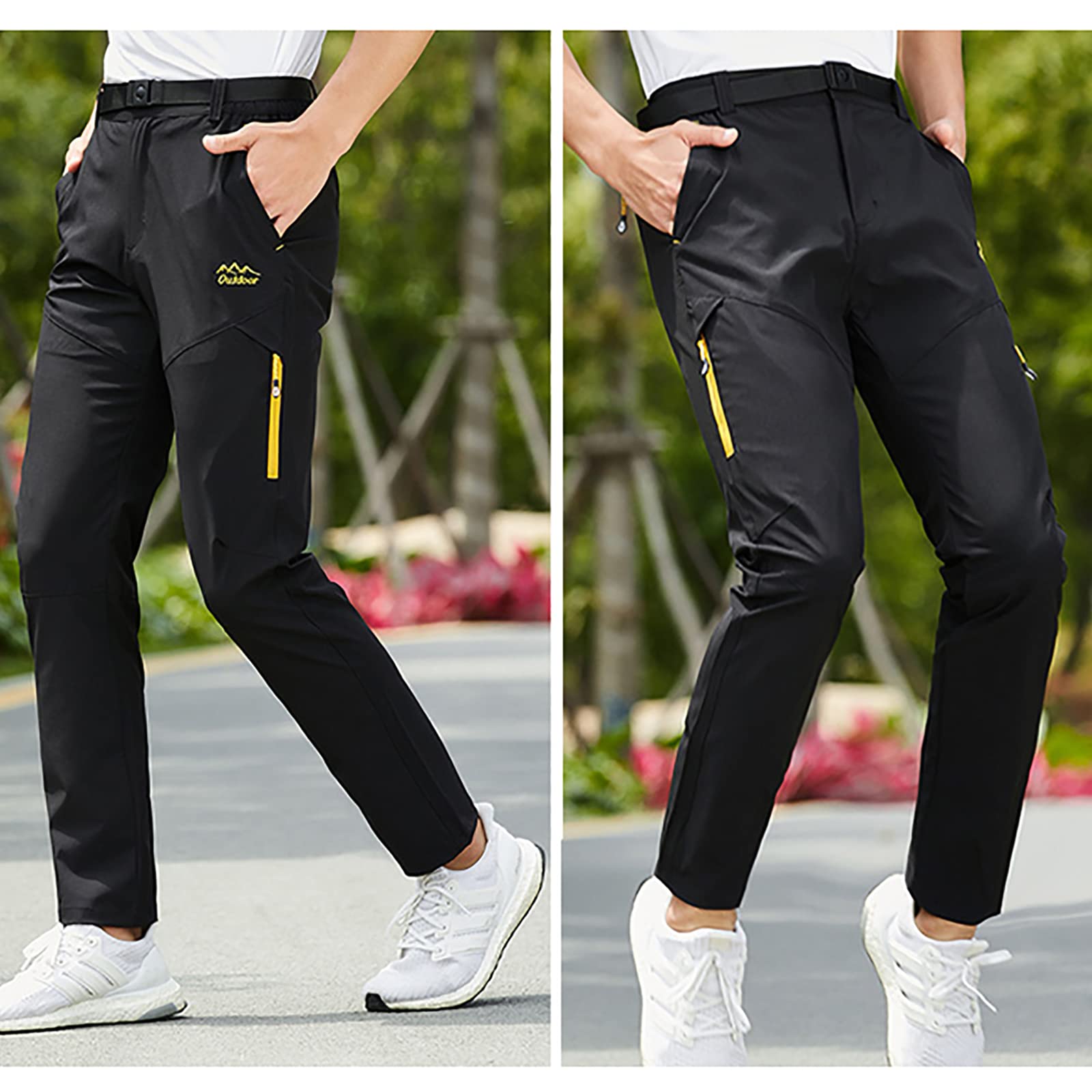Pantalon Montaña Hombres Secado Rápido Impermeable Pantalones Trekking Escalada Senderismo Transpirables(Size:L,Color:Negro)