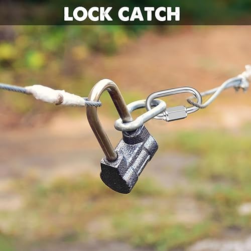 Miniatura 5 de Zonon 100 eslabones de cadena rápida de alta resistencia en forma de D galvanizado para cadenas de seguridad, hamaca, gimnasio, equipo de viaje al