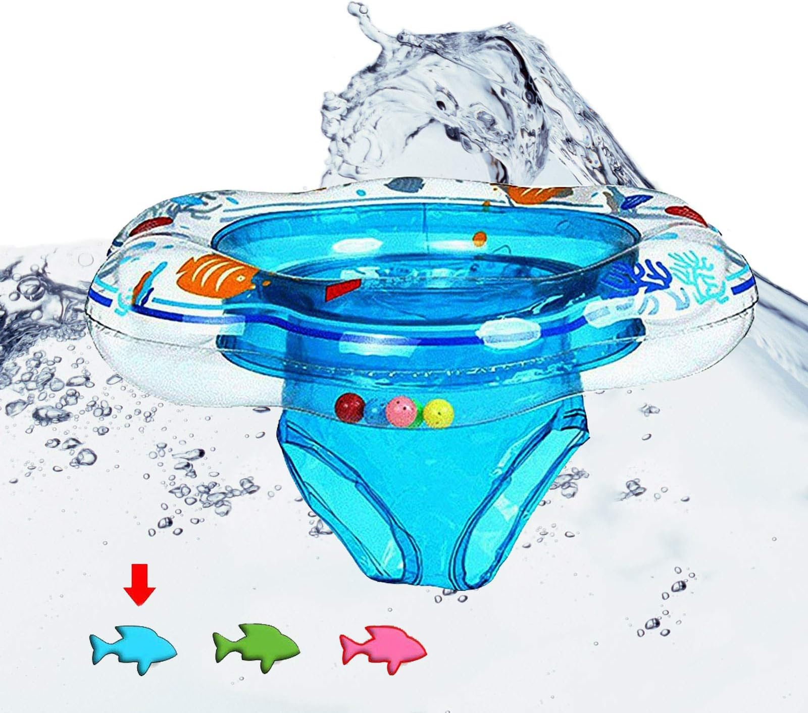 Baby Swimming Ring Floats with Safety Seat Double Baby Airbags Floating PVC Inflatable Baby Swim Float Seat Swimming Ring Pool Floats for Toddlers of 6-18 Months