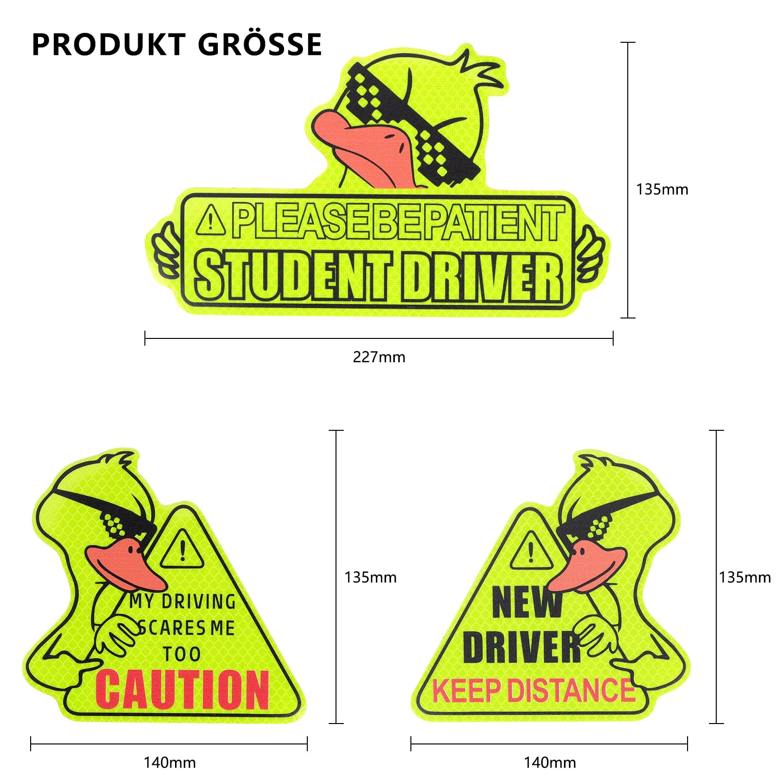 3 pezzi novizio driver segno magnetico novizio driver adesivo impermeabile, riflettente foglio magnetico segno di avvertimento con protezione UV