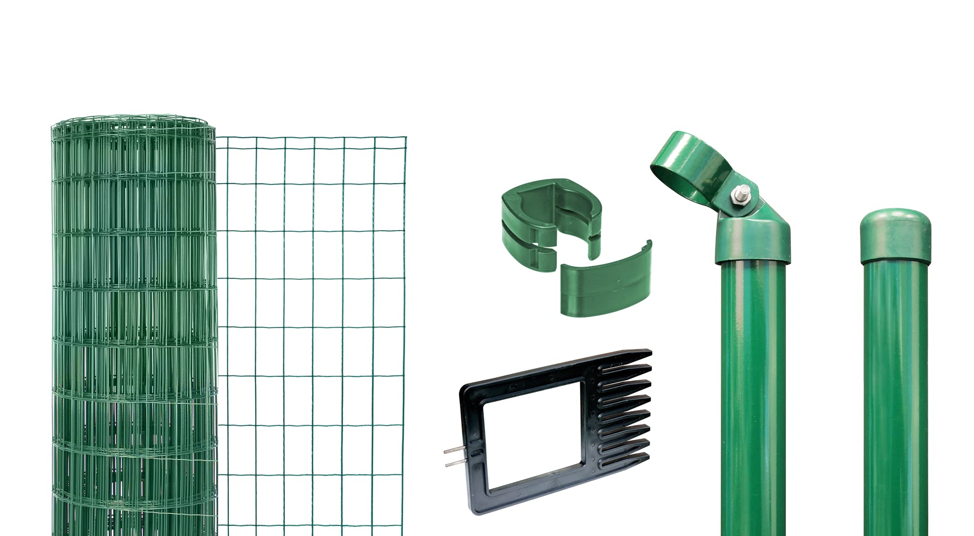 Alberts 668976 Fix-Clip Pro als Zaun-Komplettset, zum Einbetonieren | verschiedene Längen und Höhen | grün | Höhe 122 cm | Länge 75 m