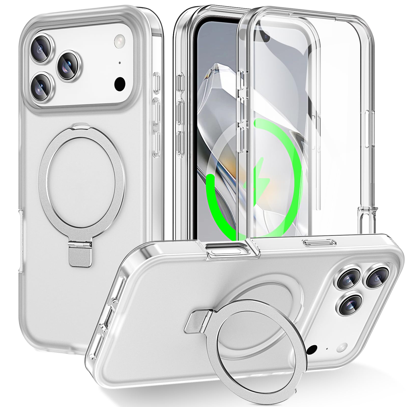Custodia integrale antiurto per iPhone 17 Pro Max con supporto magnetico invisibile [compatibile con MagSafe] Protezione schermo integrata, protezione militare contro le cadute, copertura
