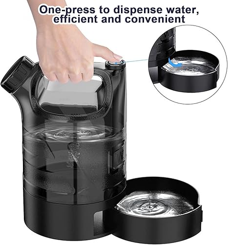 Miniatura 3 de Botella de agua para perros de 85 onzas, dispensador de agua plegable portátil con cuenco antiderrames para perros y gatos, botella de agua plegable