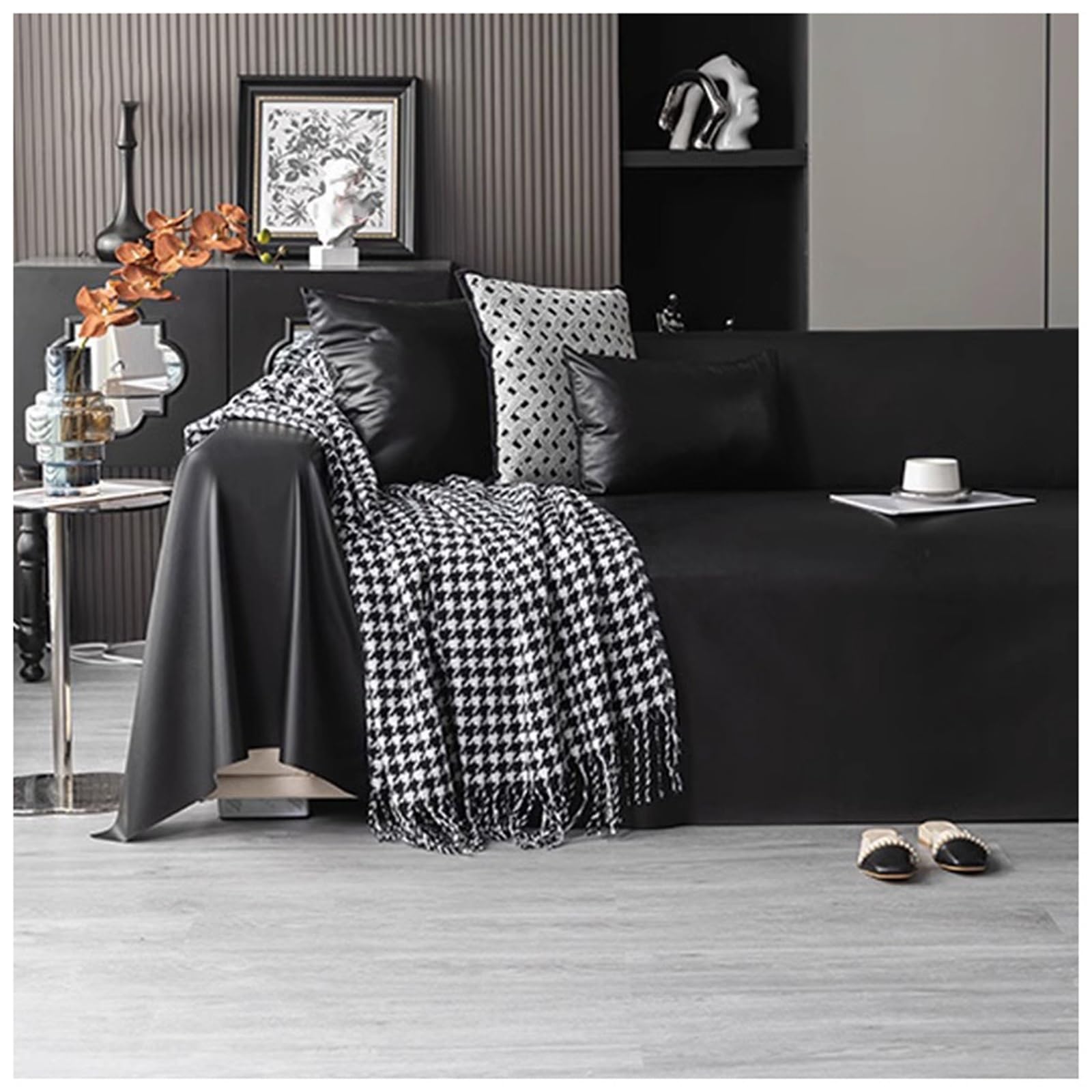 Housse de canapé imperméable en cuir synthétique noir ge ctic de luxe