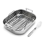 Stainless Steel Roasting Pan with Nonstick Rack, Silver