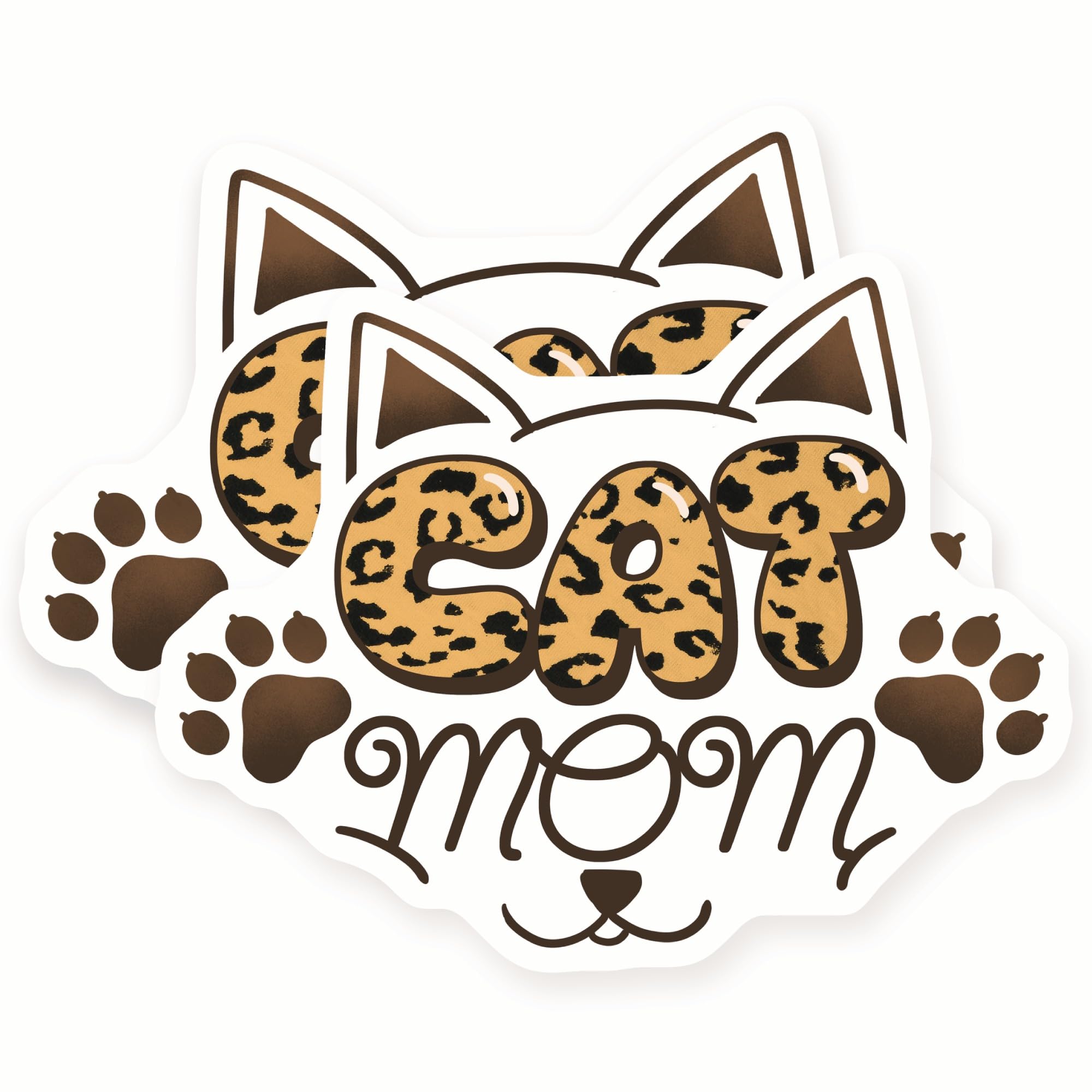 Pegatinas Cat Mom con diseño de leopardo de 5 pulgadas para amantes felinos