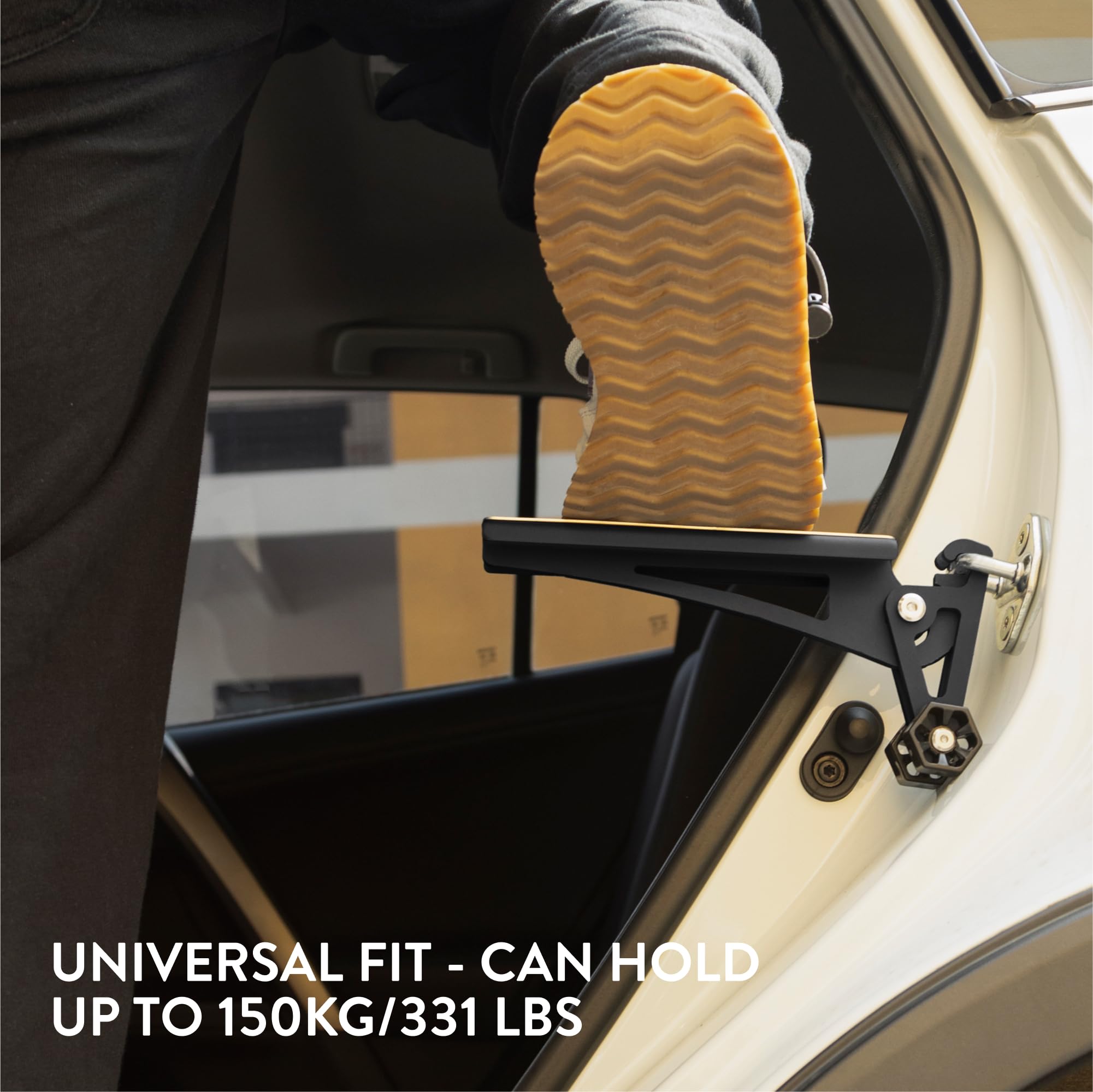 Navaris Gradino per Portiera Auto - Scalino Pieghevole - Pedane Auto - Pedana Poggiapiede Universale - Accessori per Fuoristrada Camper Utili - Nero - in Acciaio Inox