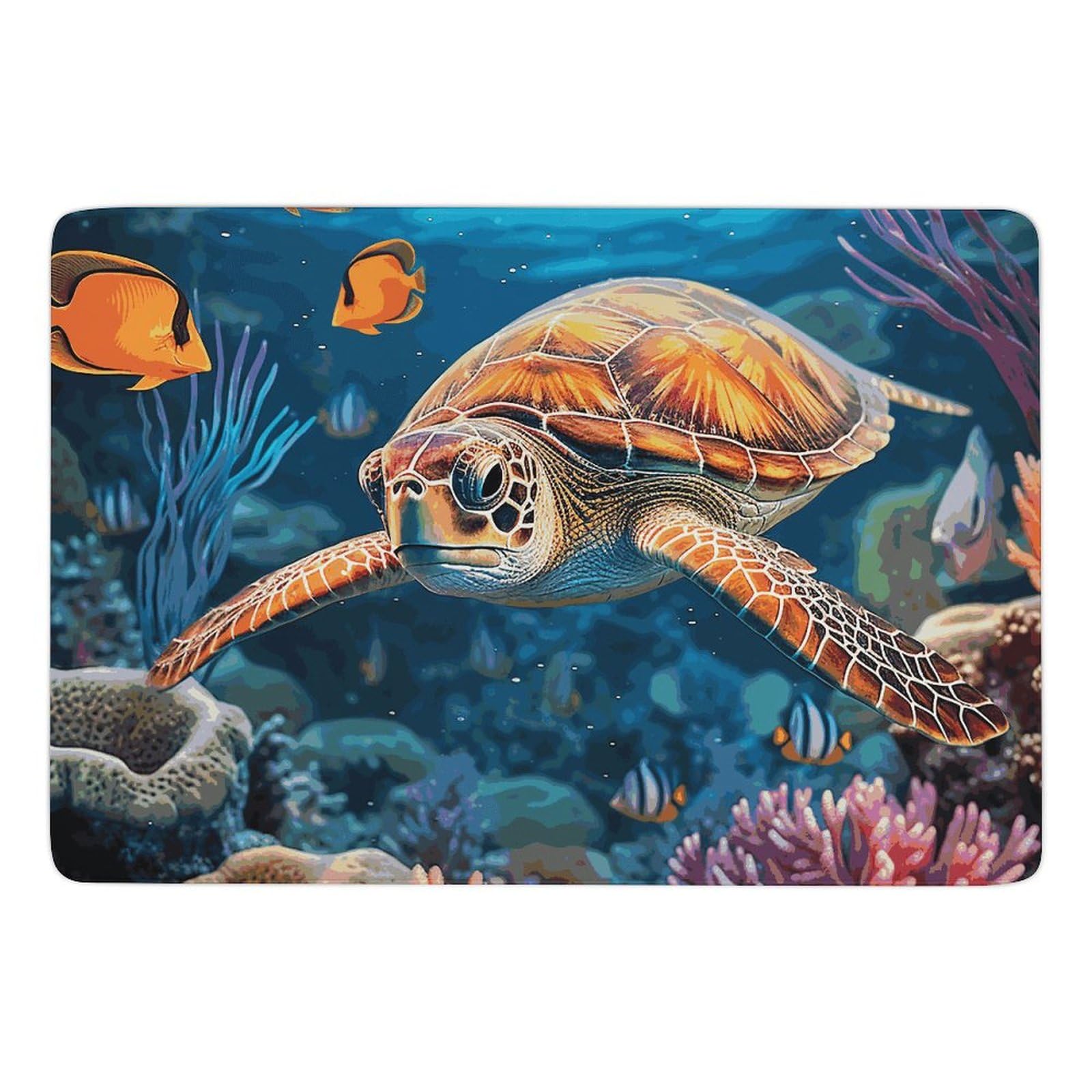 Tapis de bain en velours corail doux motif poisson tropical grand format