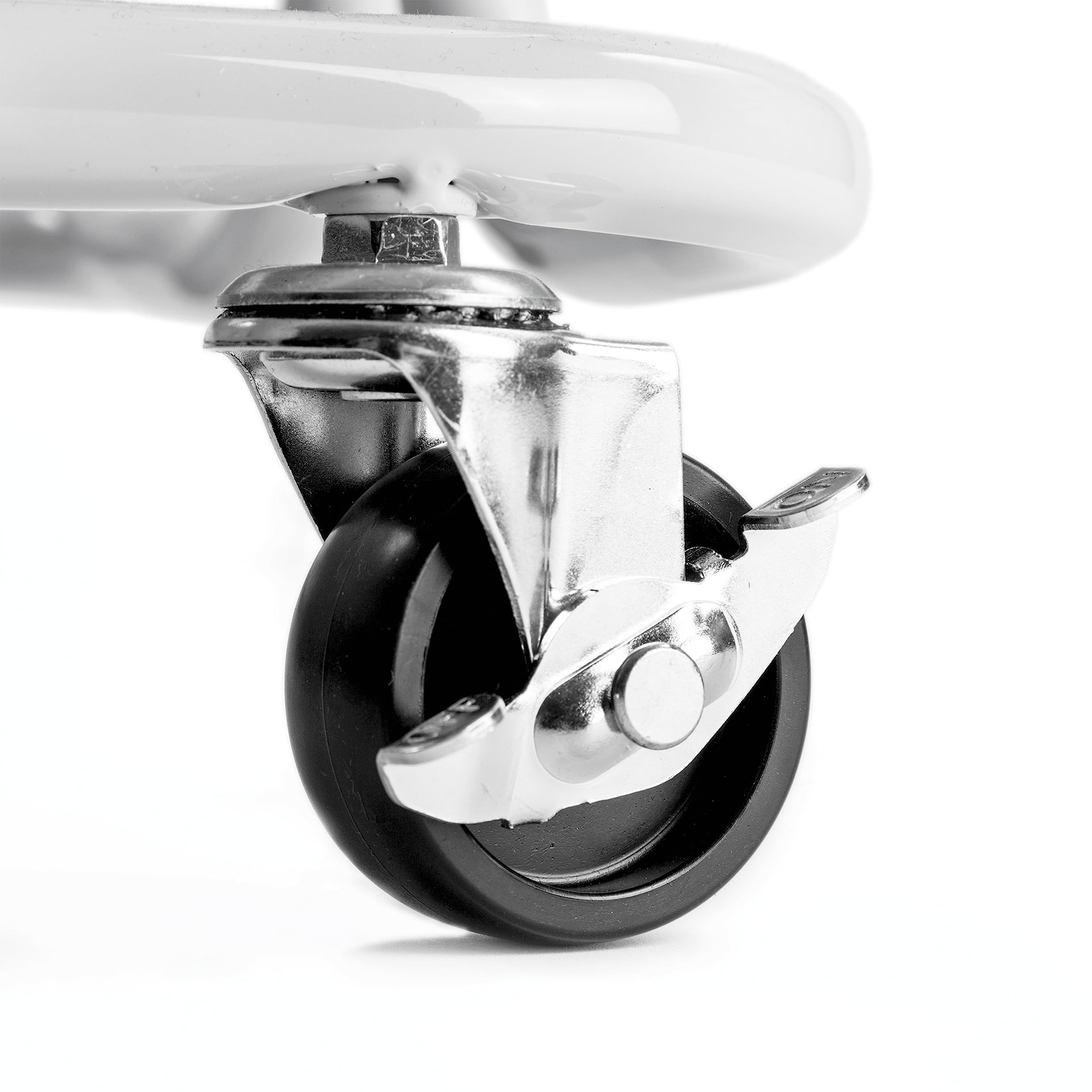 Seville Classics 3 Bin Metal Rolling Storage Utility Cart Organizer Trolley w/Lockable Wheels for Office, Art Supplies, School, Salon, Kitchen, Garage, Home, White w/Handle