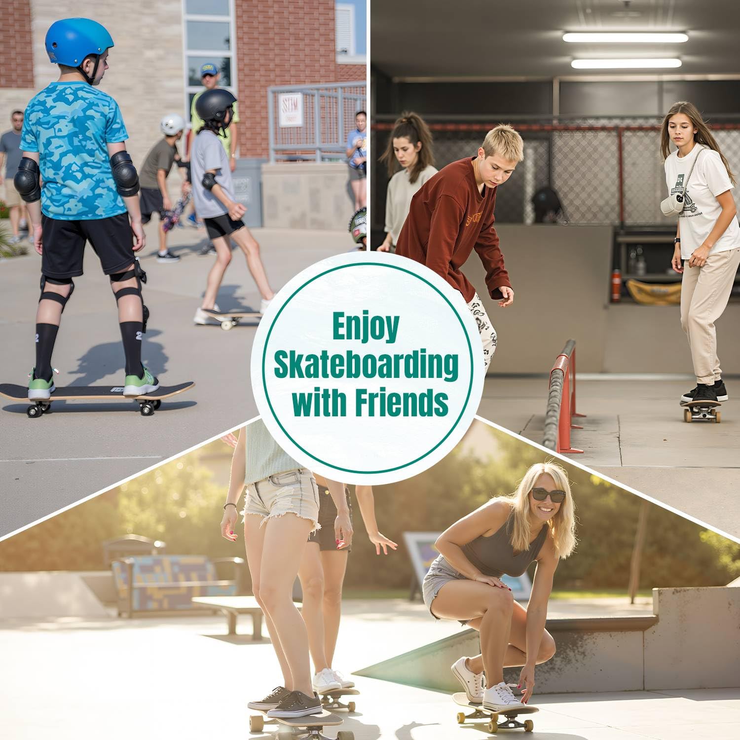 Skateboards Grunge Stars - Monopatín cóncavo clásico sin costuras para adolescentes, regalos para adolescentes, deportes extremos para principiantes y profesionales