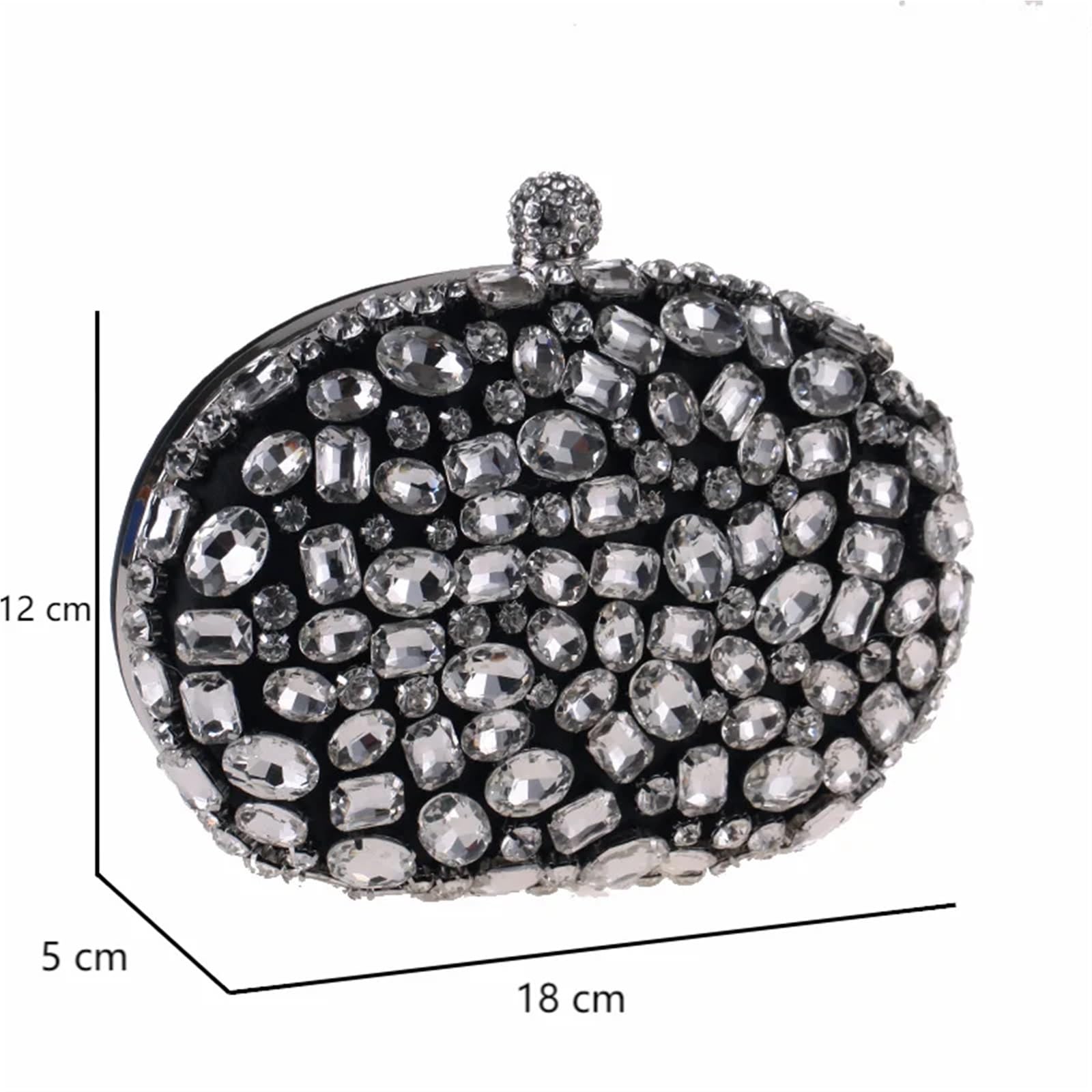 Bolso de mano de noche for novia con cuentas y cristales de imitación de diamantes de imitación ovalados Para Boda Fiesta, Banquete