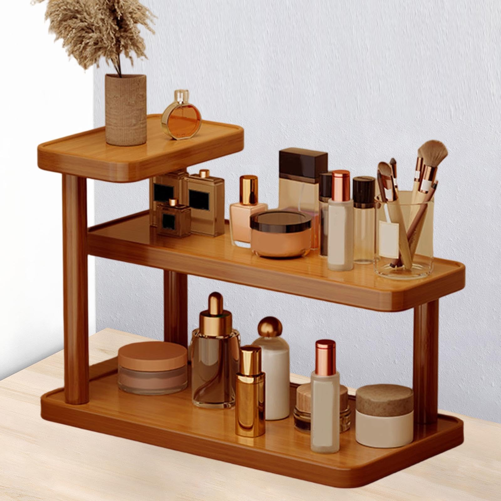 Estante Expositor de Mesa para Perfumes, Soporte de Madera Multifuncional para Cosméticos, Organizador de Almacenamiento para Escritorio de Oficina O, 50cm