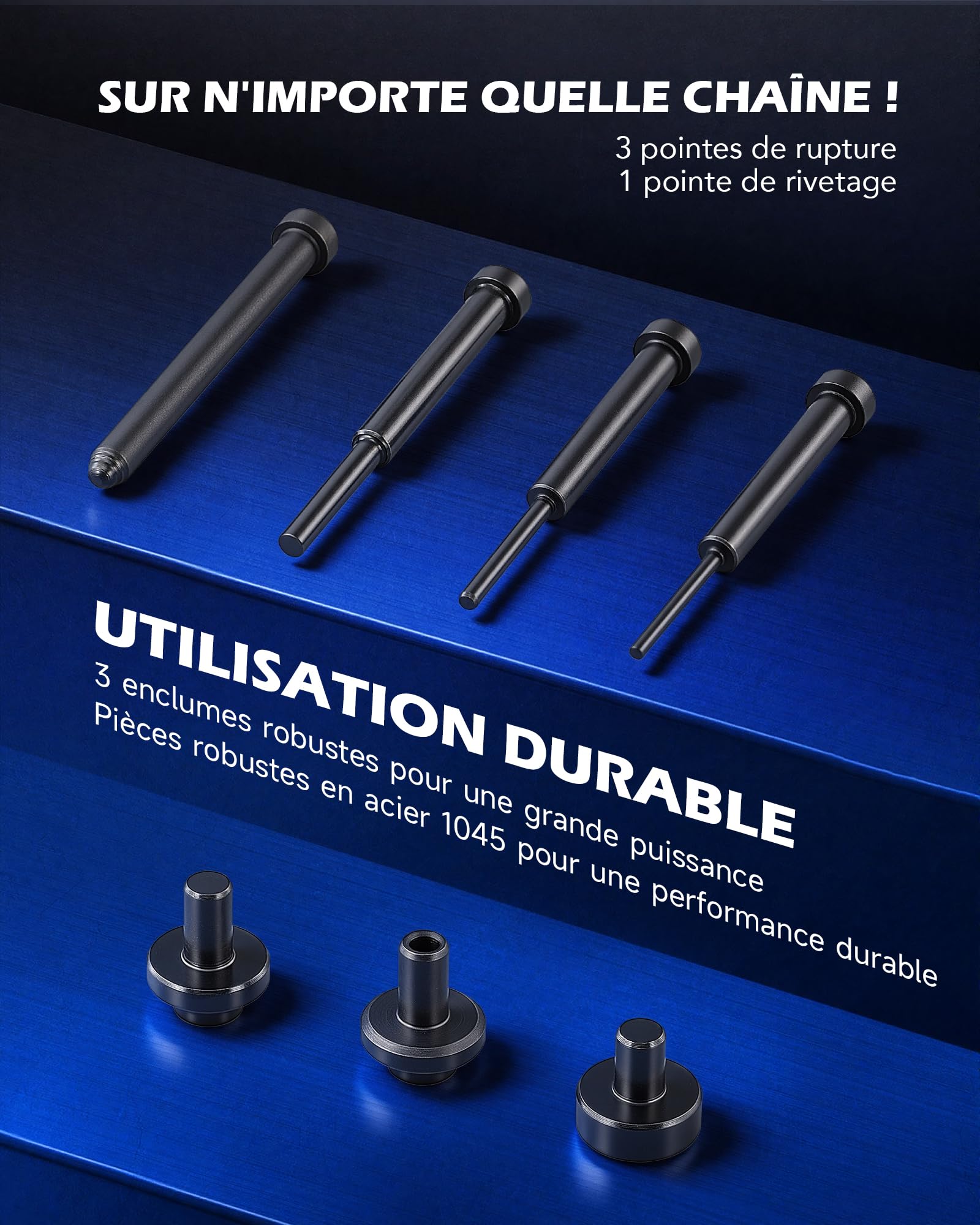 Orion Motor Tech Dérive Chaîne Moto et Rive Chaîne Kit 20 Pièces, Riveteuse de Chaîne avec Cadre en C Renforcé, Coupe-Chaîne pour Moto, Vélo et ATV (Tailles 25 à 630)