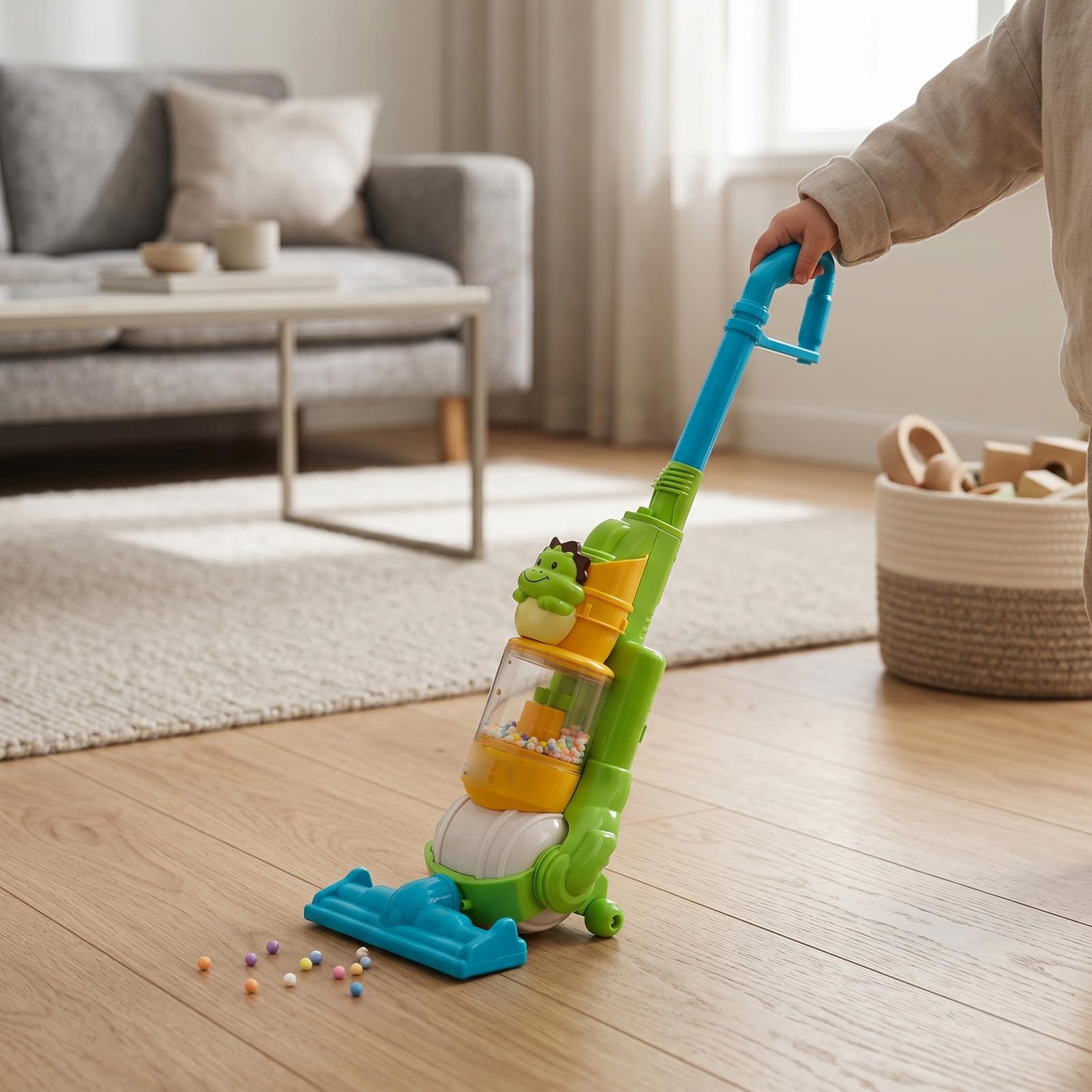 Naroote Giocattolo per Aspirapolvere per Bambini, Aspirapolvere in Plastica con Effetti Sonori Elettrici, Giocattolo di Finta Pulizia Ricaricabile, Gioco di Ruolo Realistico per (Dinosauro)