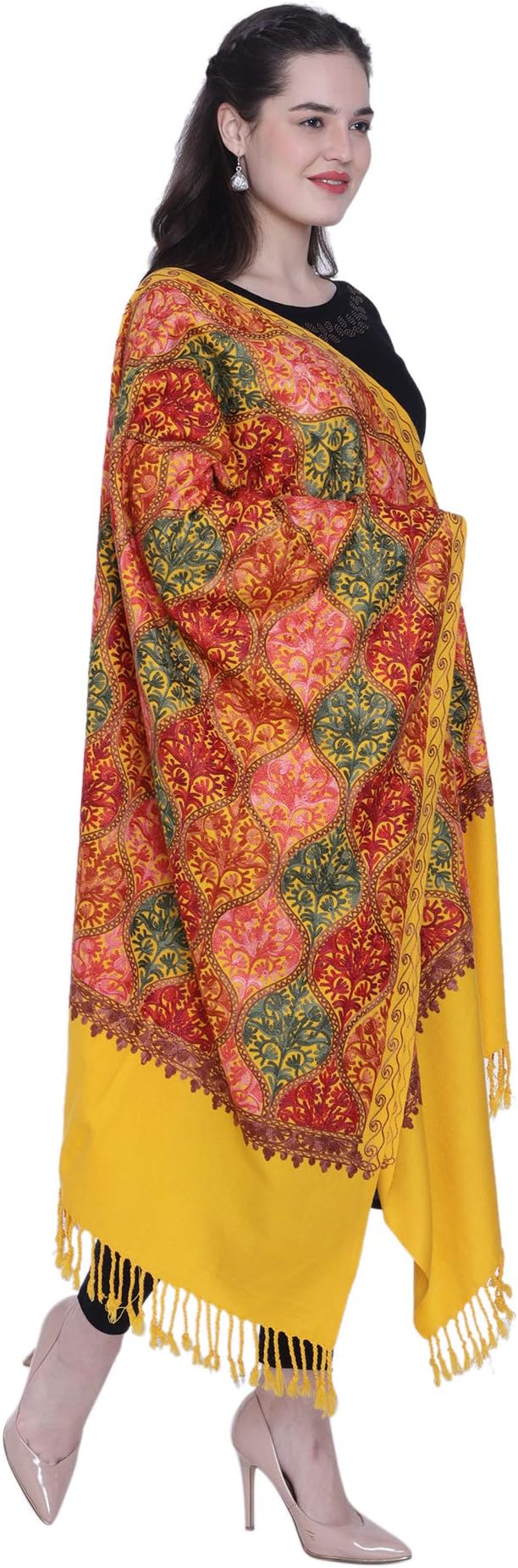 SWI WITH LABELWomen's Kashmiri Aari Embroidered Wool Stole