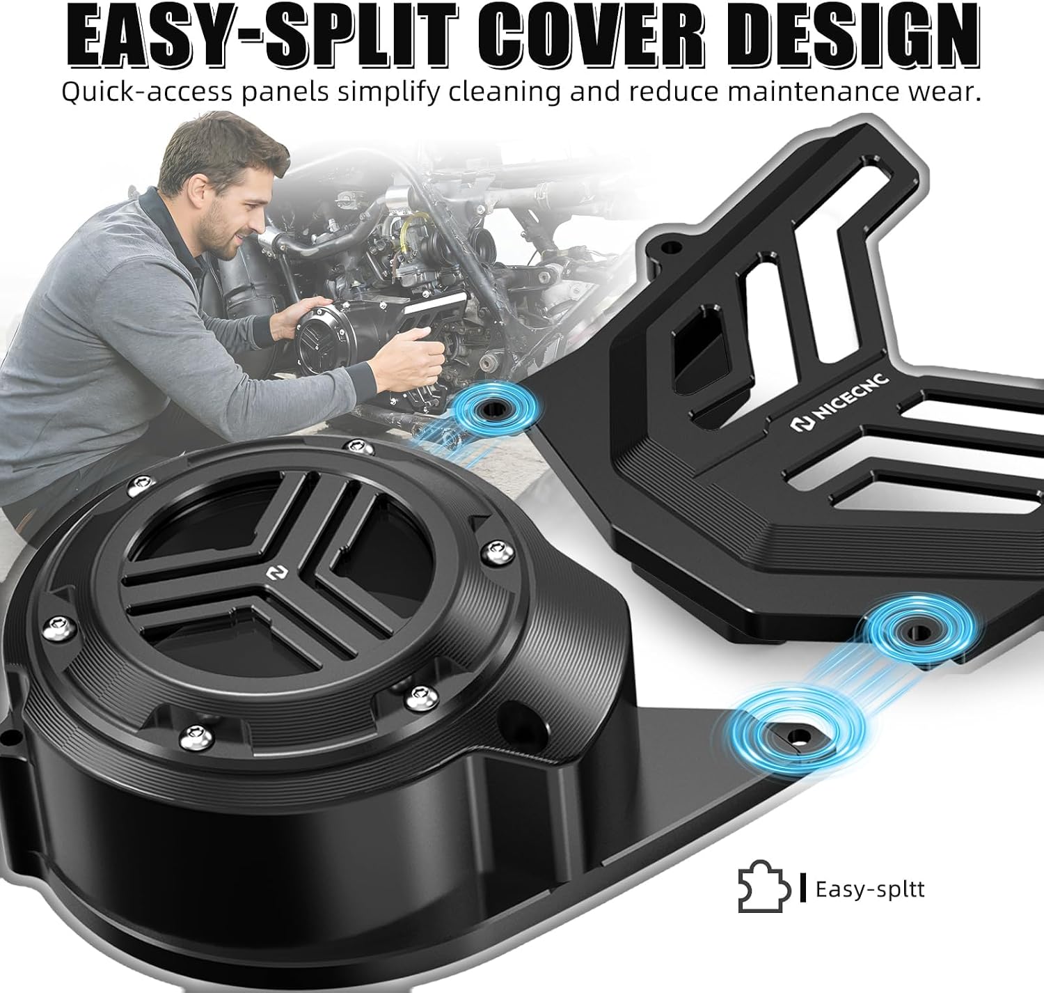 NICECNC Engine Stator Cover, Clear View Window Stator Housing Compatible with Yamaha Banshee 350 YFZ350 1987-2006, 2GU-15411-00-00, Black