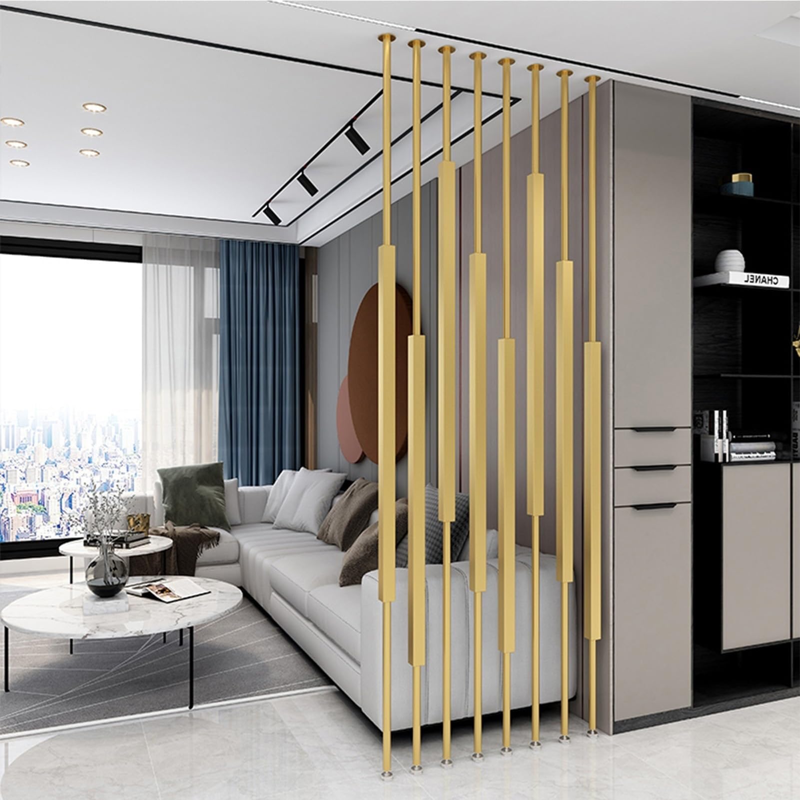 Wall Privacy Screen Protector - Freestanding Room Partition, Metal Room Divider for Living Room and Bedroom, Modern Separation Column, Available in Sets