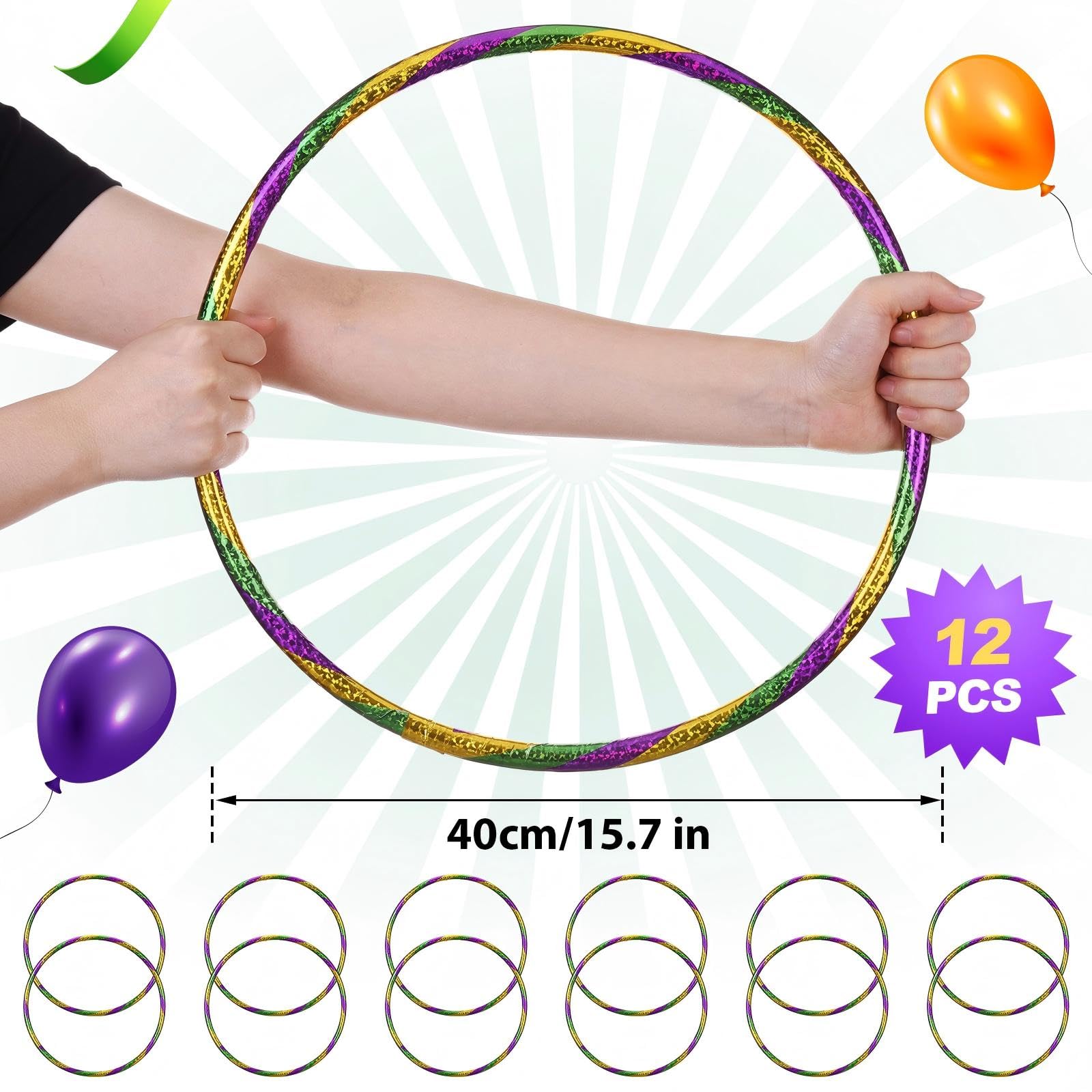 Gemscream Confezione da 12 cerchi glitterati da 40,1 cm per feste e giochi