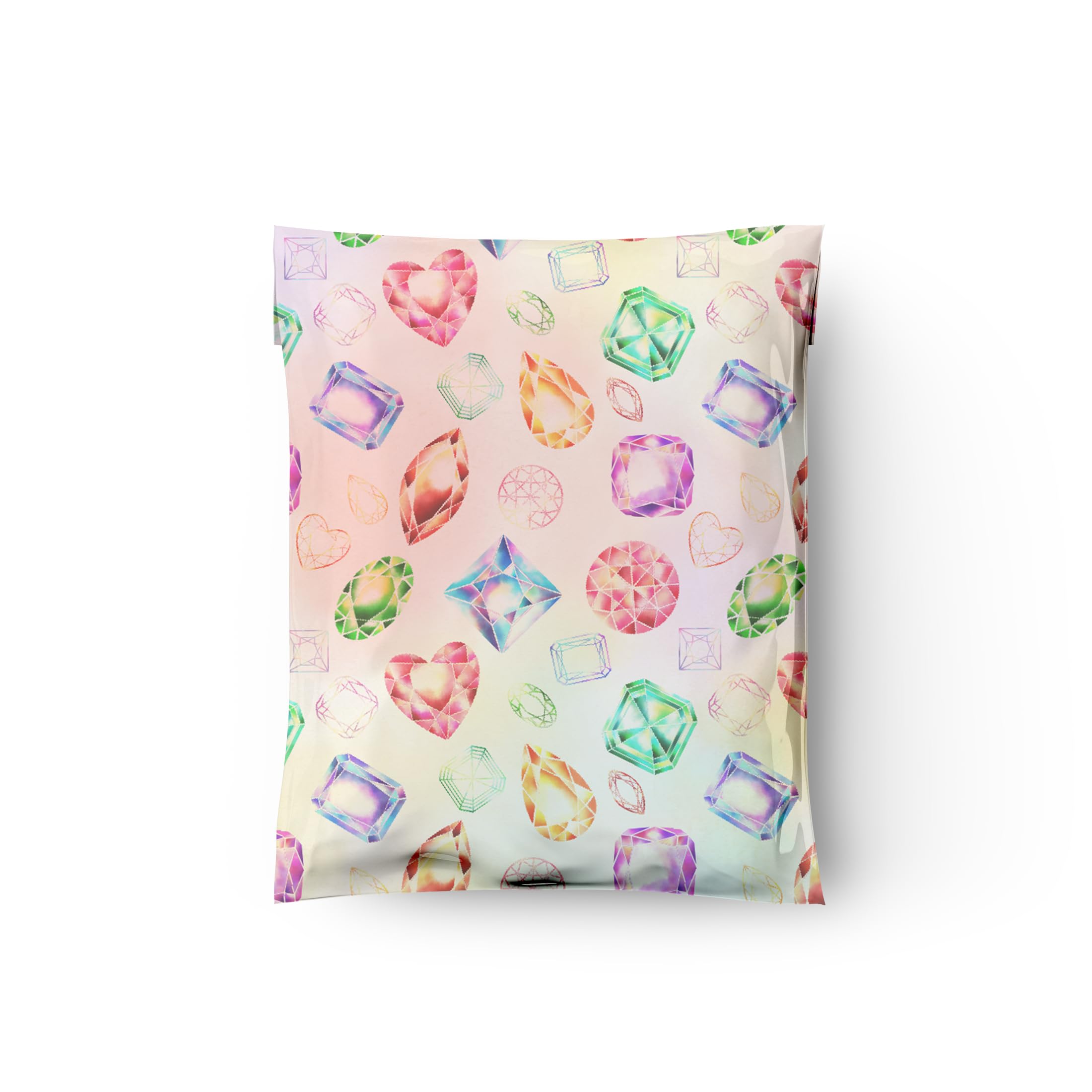 100 Designer Printed Poly Mailers – 10x13 Shipping Envelopes, Marble Diamond Pattern, Self-Sealing