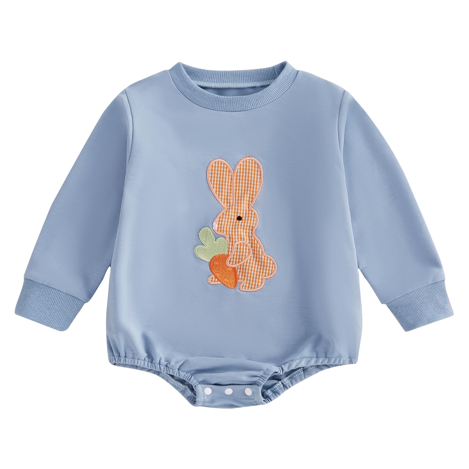Infant Baby Boy Easter Outfit Long Sleeve Bunny Onesie Newborn Baby Boy Rabbit Print Romper Clothes (Blue, 0-3 Months)