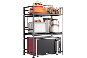 Sturdy Expandable Microwave Stand: Maximize Kitchen Counter Space