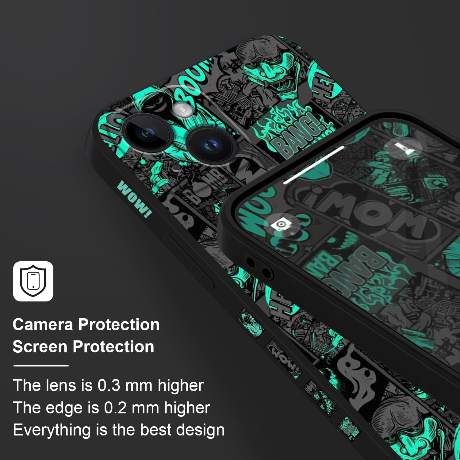 for iPhone 15 Case, Fashionable Designs Slim Anti Scratch Drop Resistant for iPhone 15 Phone Cover 6.1 inch, Handsome Black - Image 7